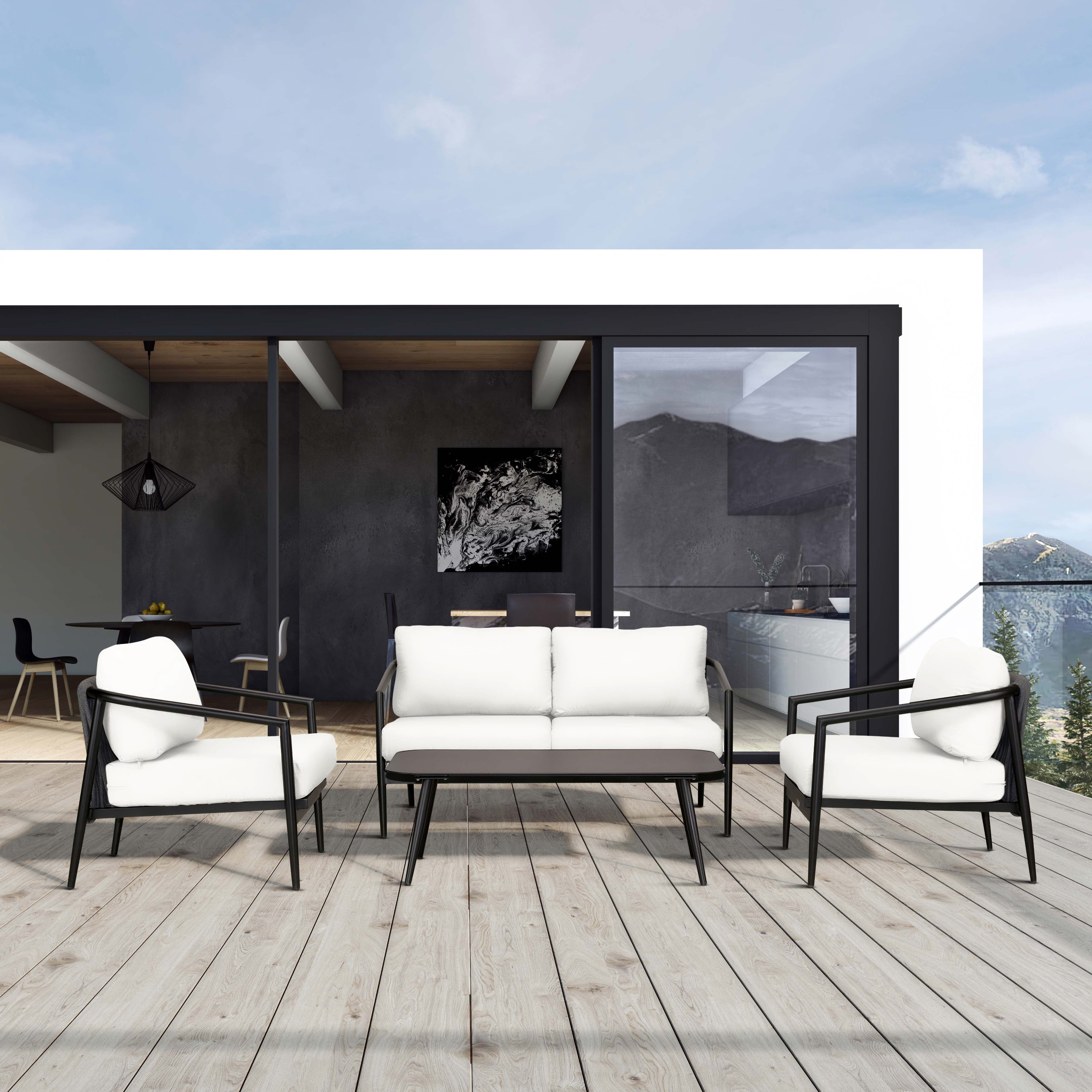 Olio 4 Piece Loveseat Set#Finish_Black#Fabric_Canvas Natural