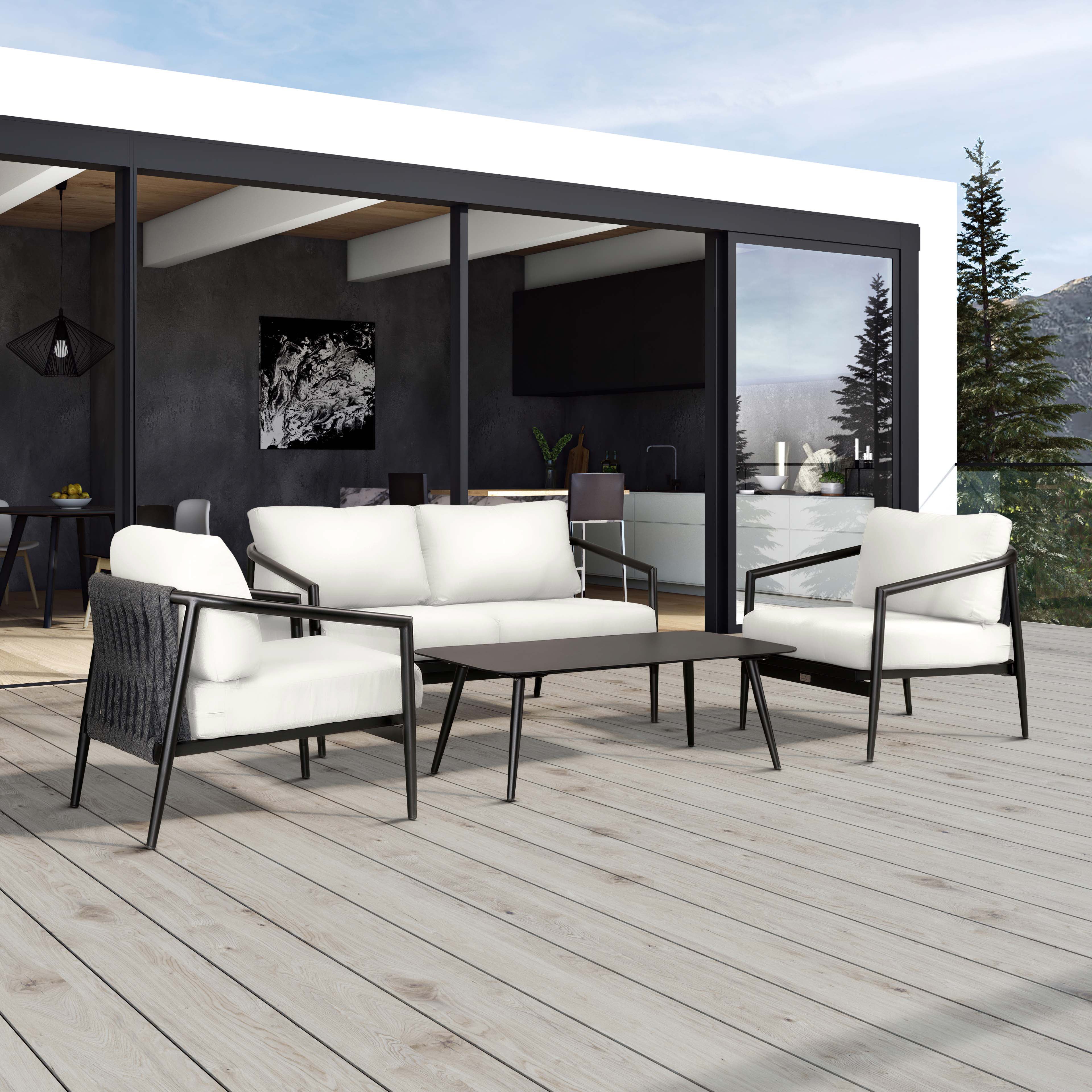 Olio 4 Piece Loveseat Set#Finish_Black#Fabric_Canvas Natural