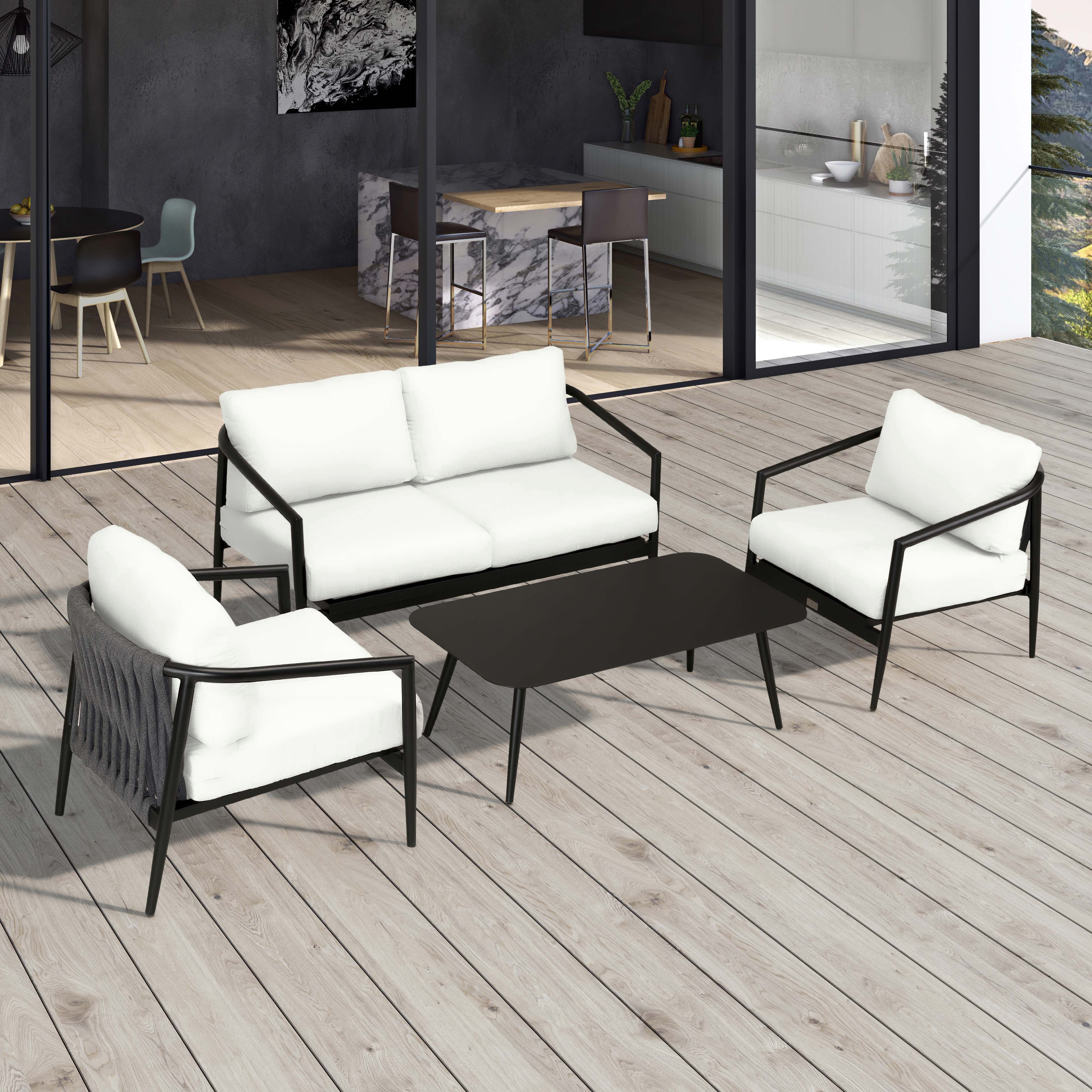 Olio 4 Piece Loveseat Set#Finish_Black#Fabric_Canvas Natural