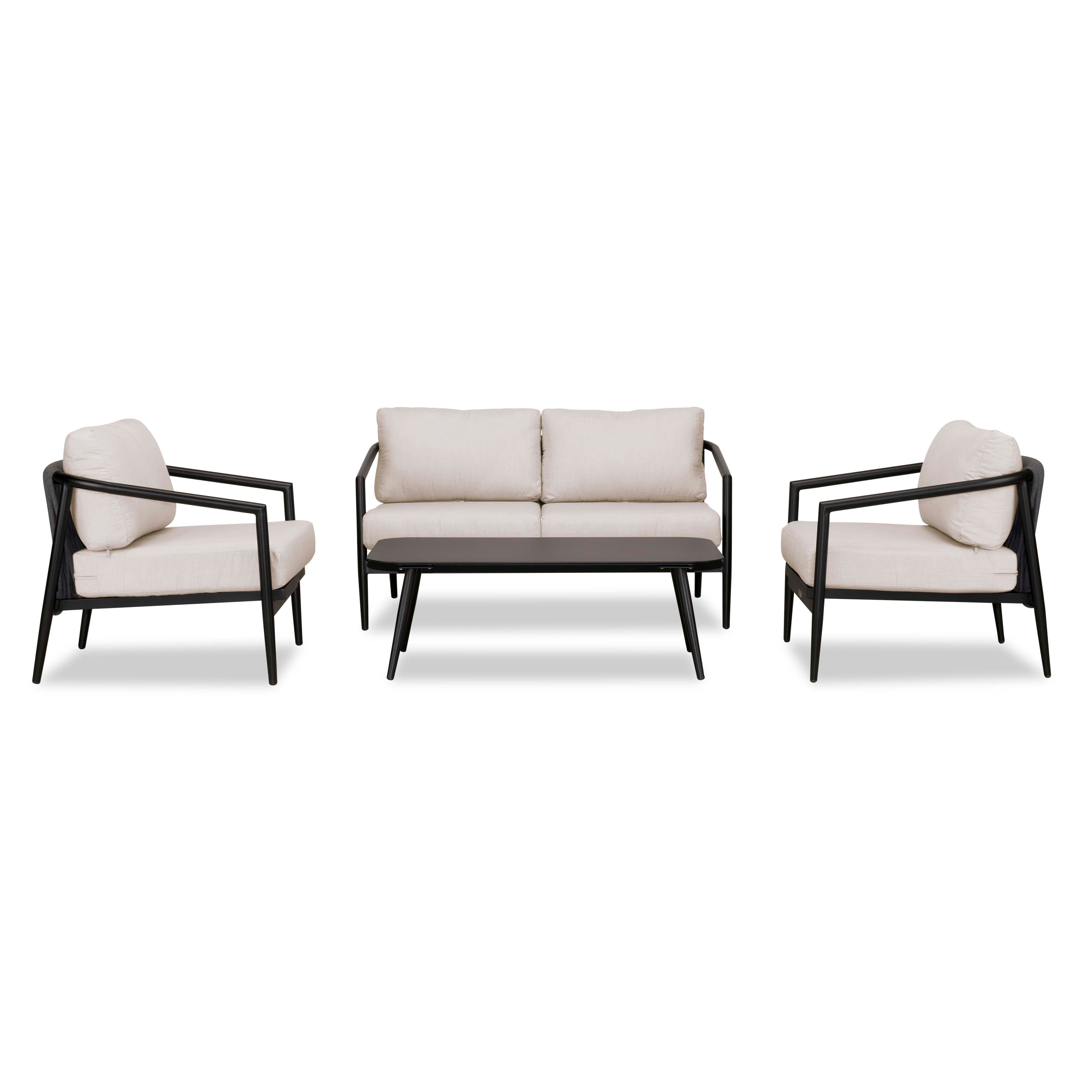 Olio 4 Piece Loveseat Set#Finish_Black#Fabric_Cast Silver