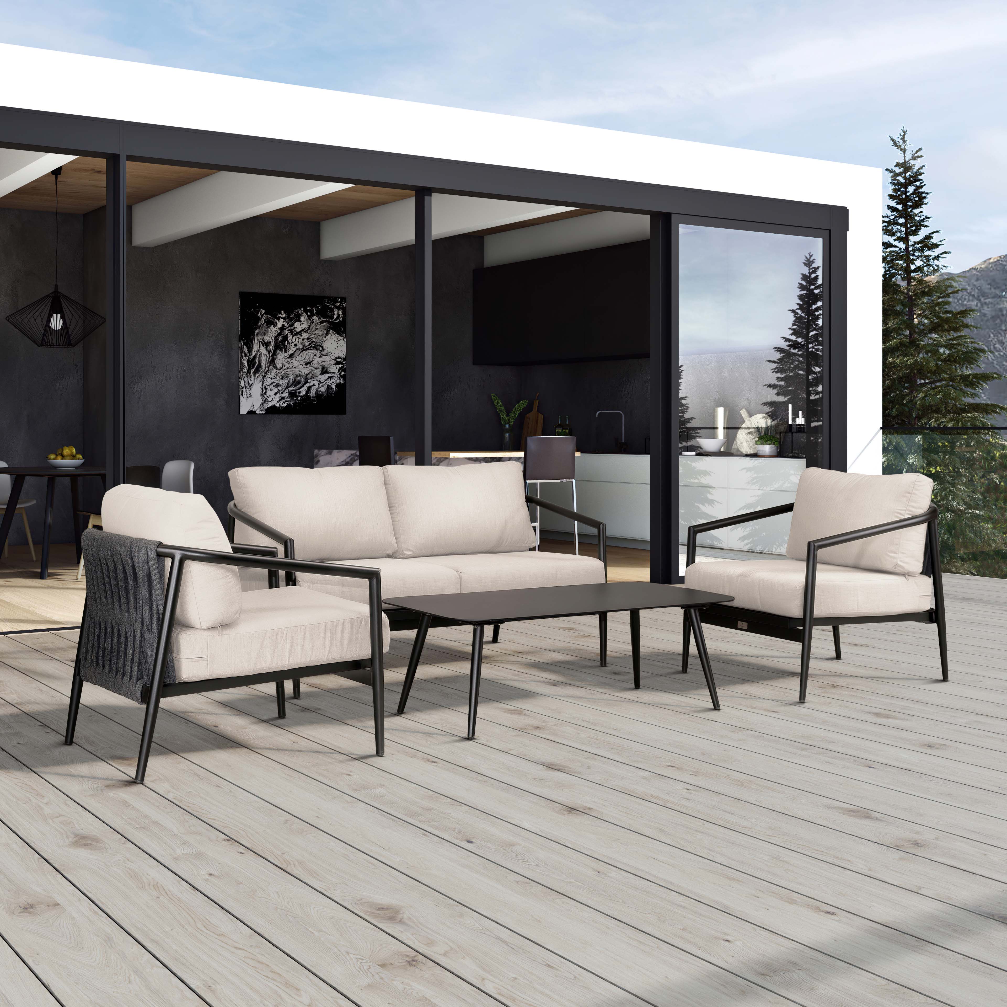 Olio 4 Piece Loveseat Set#Finish_Black#Fabric_Cast Silver