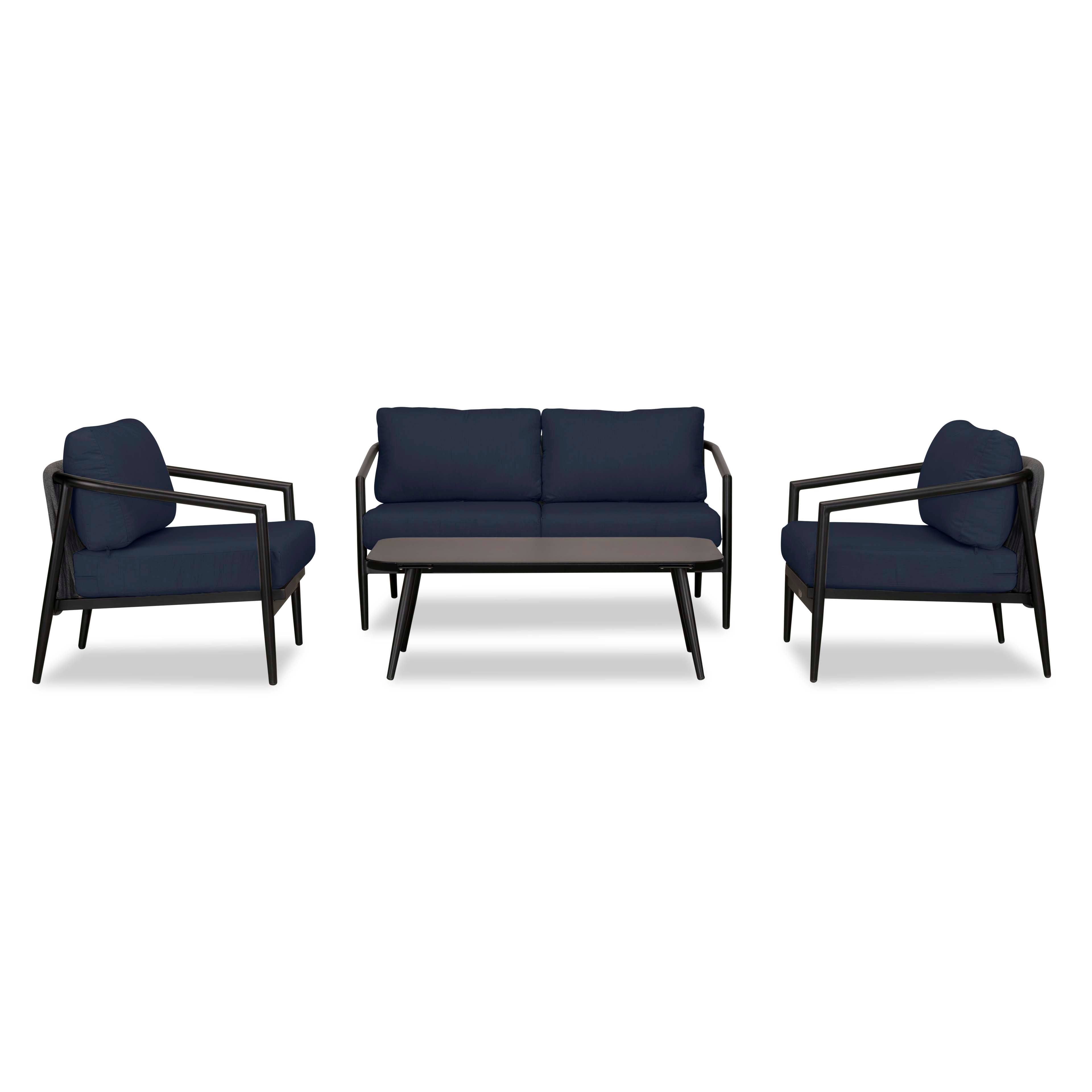 Olio 4 Piece Loveseat Set#Finish_Black#Fabric_Spectrum Indigo