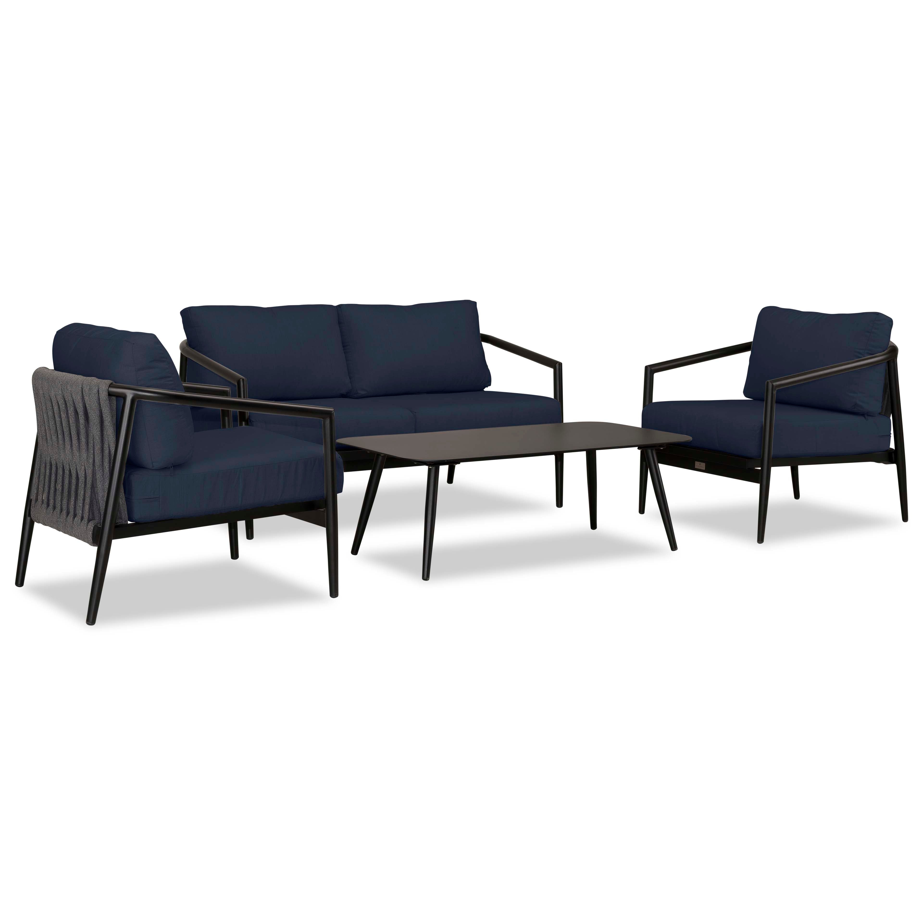 Olio 4 Piece Loveseat Set#Finish_Black#Fabric_Spectrum Indigo