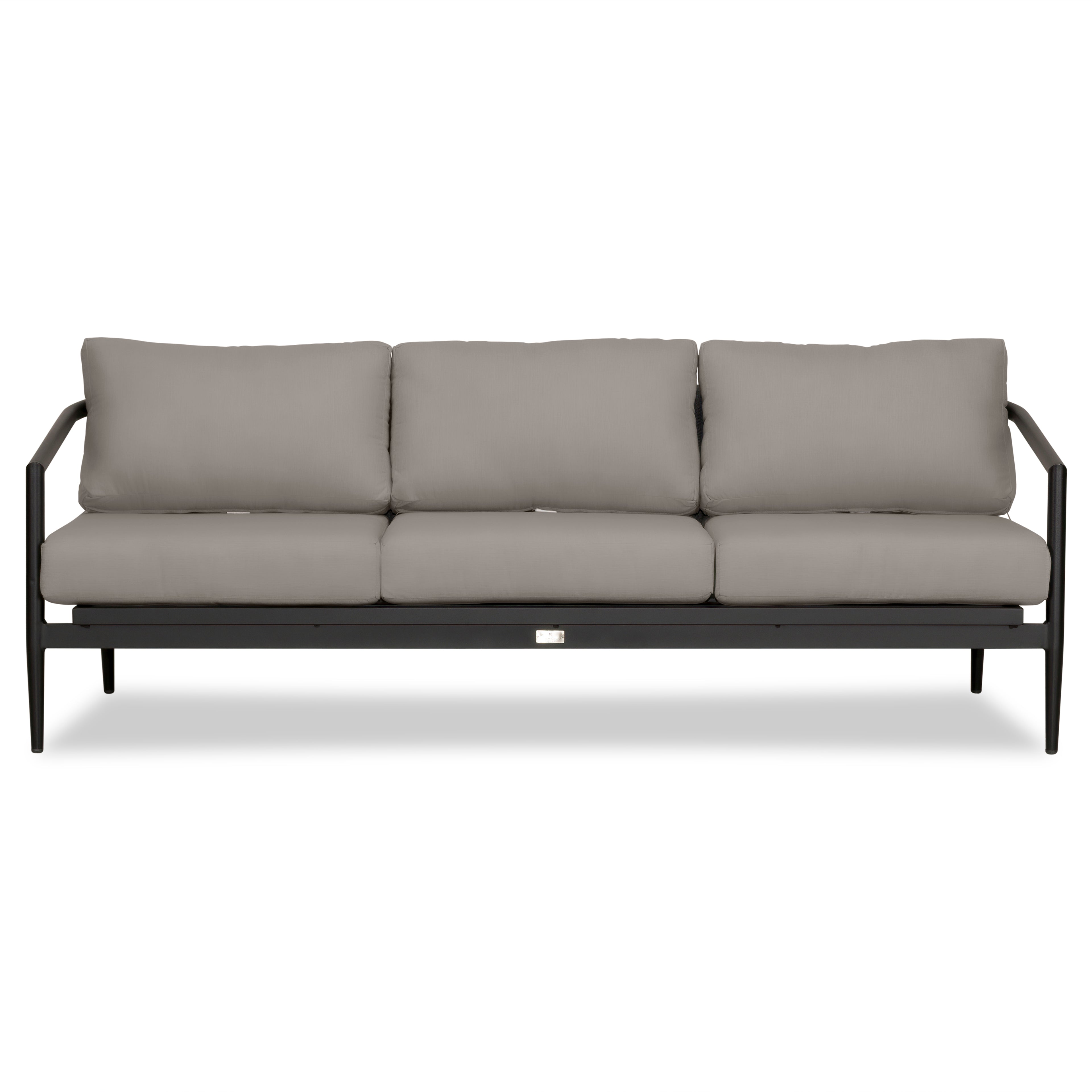 Olio 3 Piece Aluminum Sofa Set#Finish_Black#Fabric_Canvas Charcoal