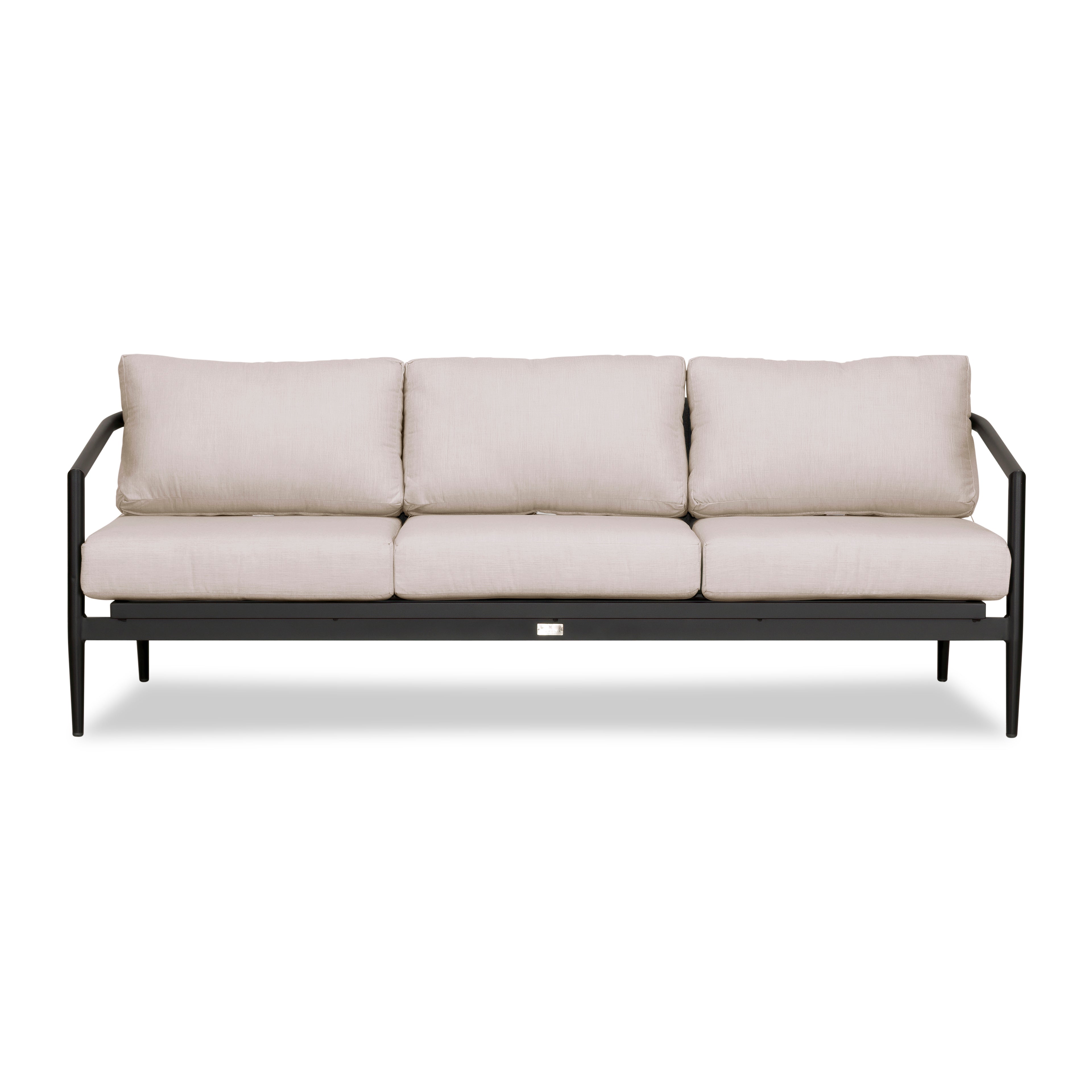 Olio 3 Piece Aluminum Sofa Set#Finish_Black#Fabric_Cast Silver