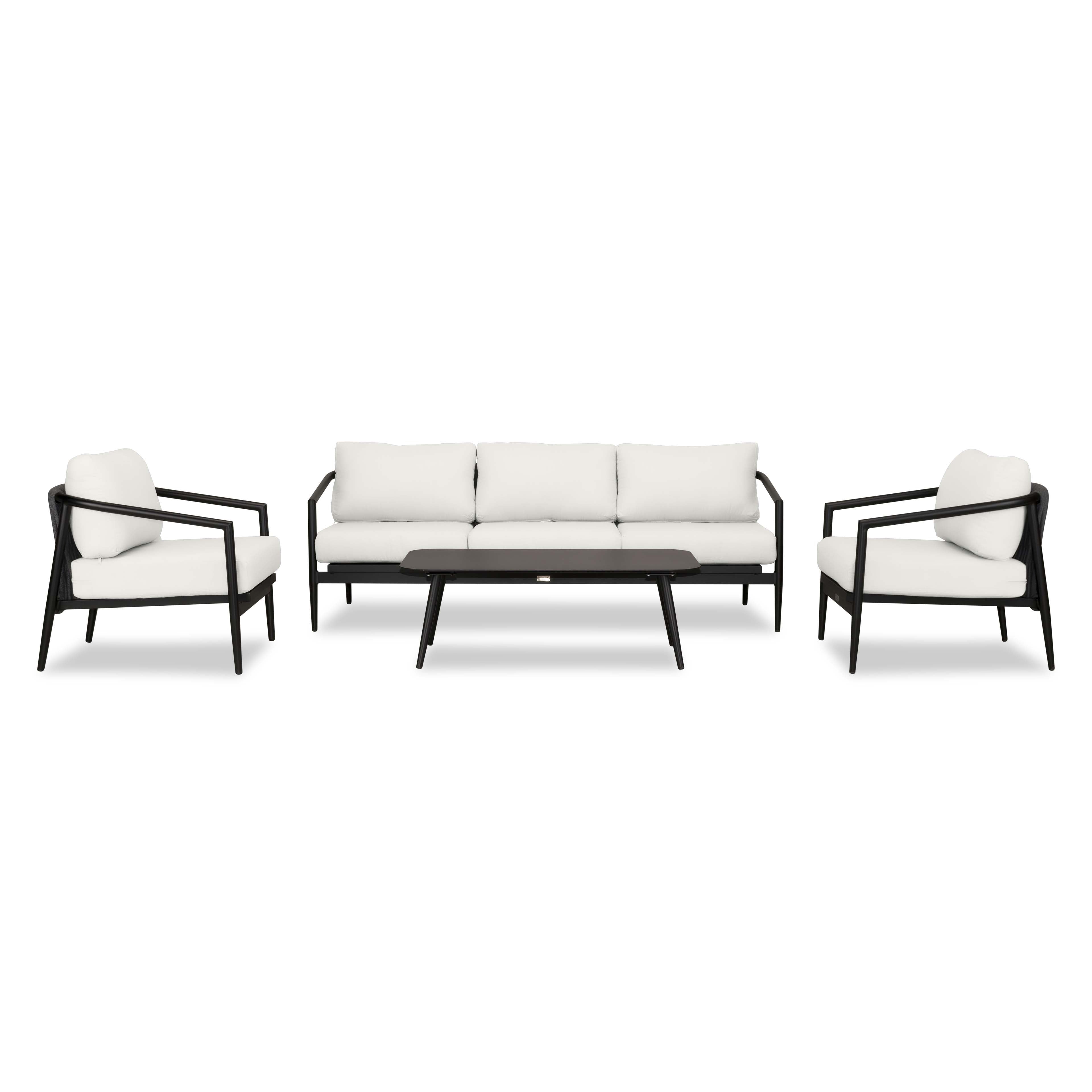 Olio 4 Piece Sofa Set#Finish_Black#Fabric_Canvas Natural