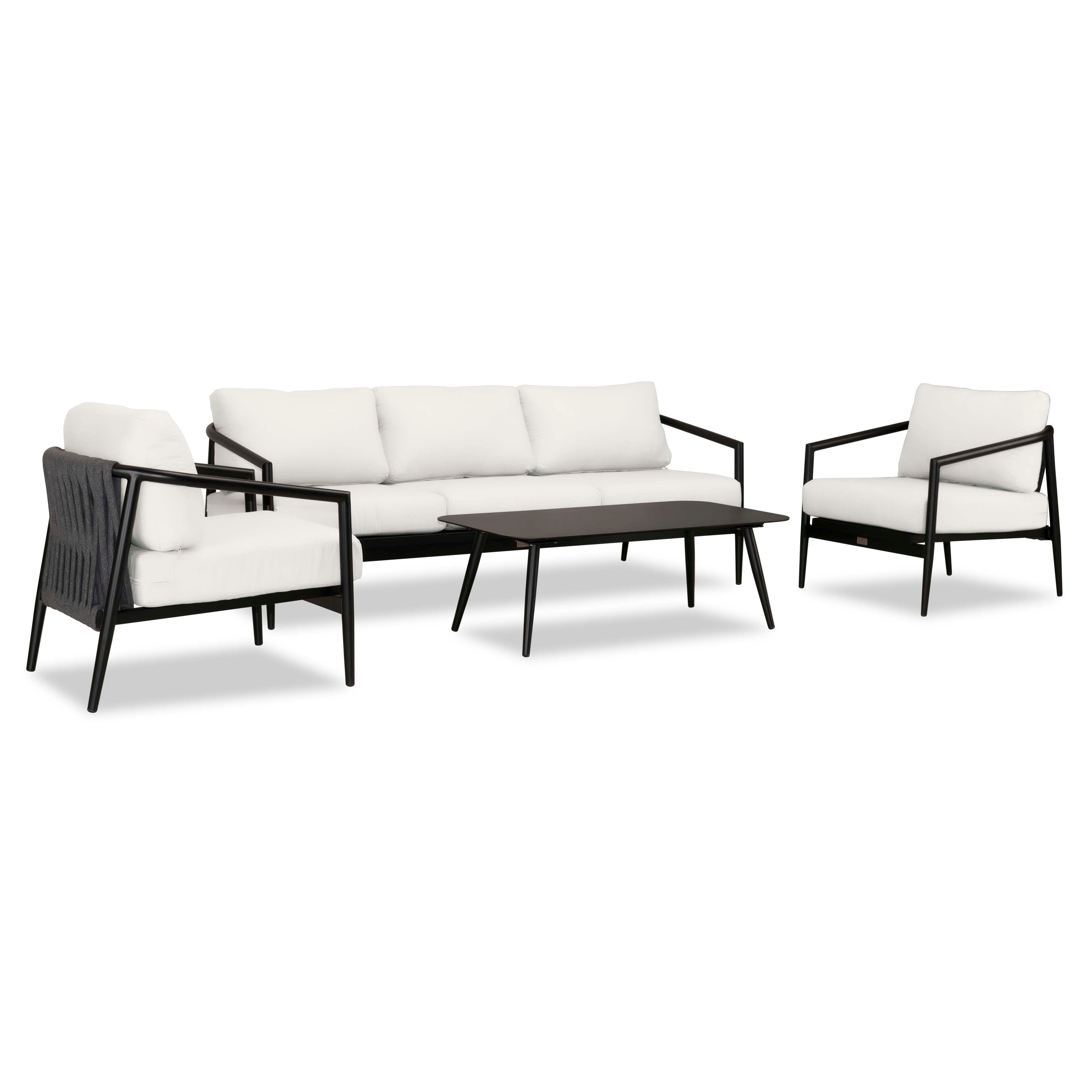 Olio 4 Piece Sofa Set#Finish_Black#Fabric_Canvas Natural