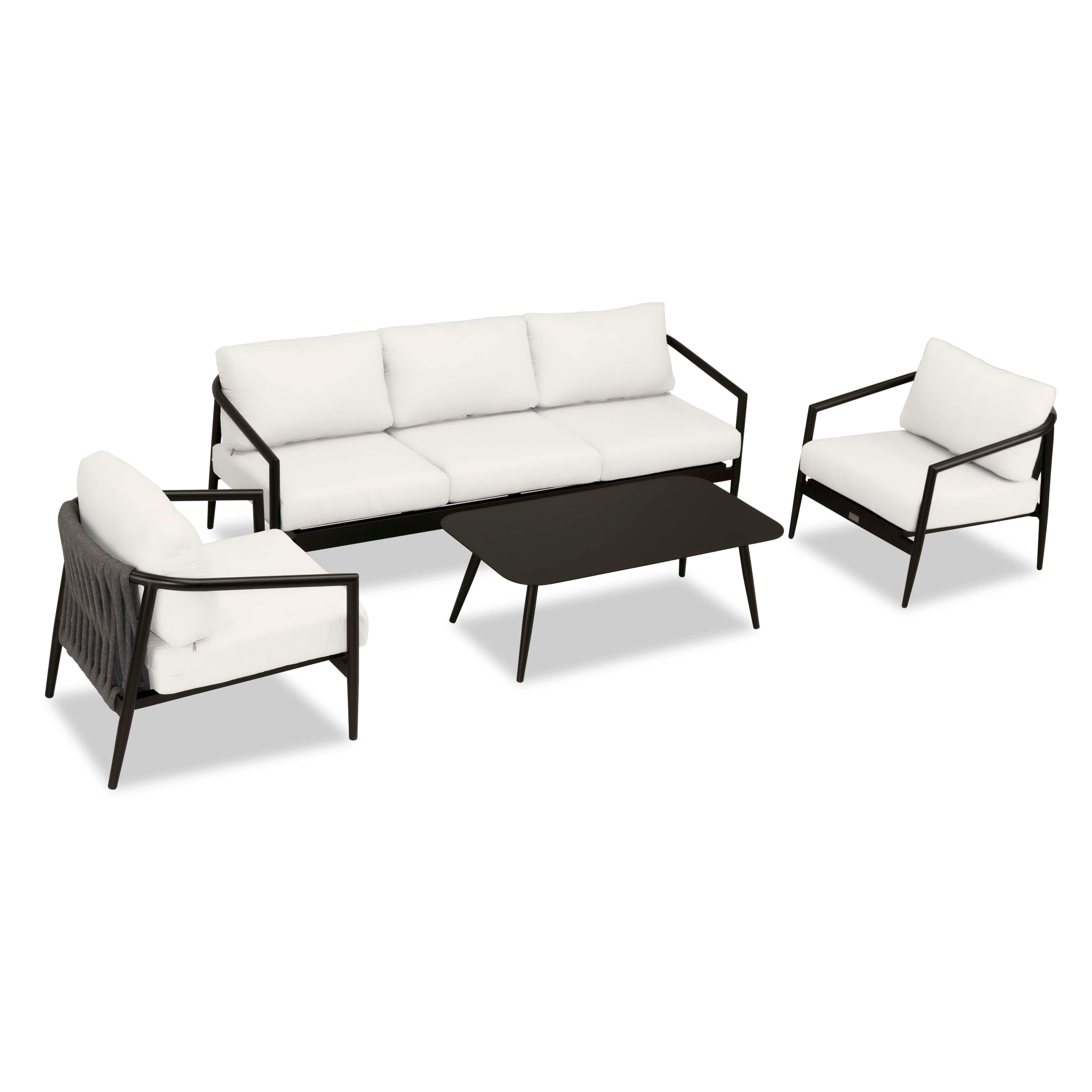 Olio 4 Piece Sofa Set#Finish_Black#Fabric_Canvas Natural
