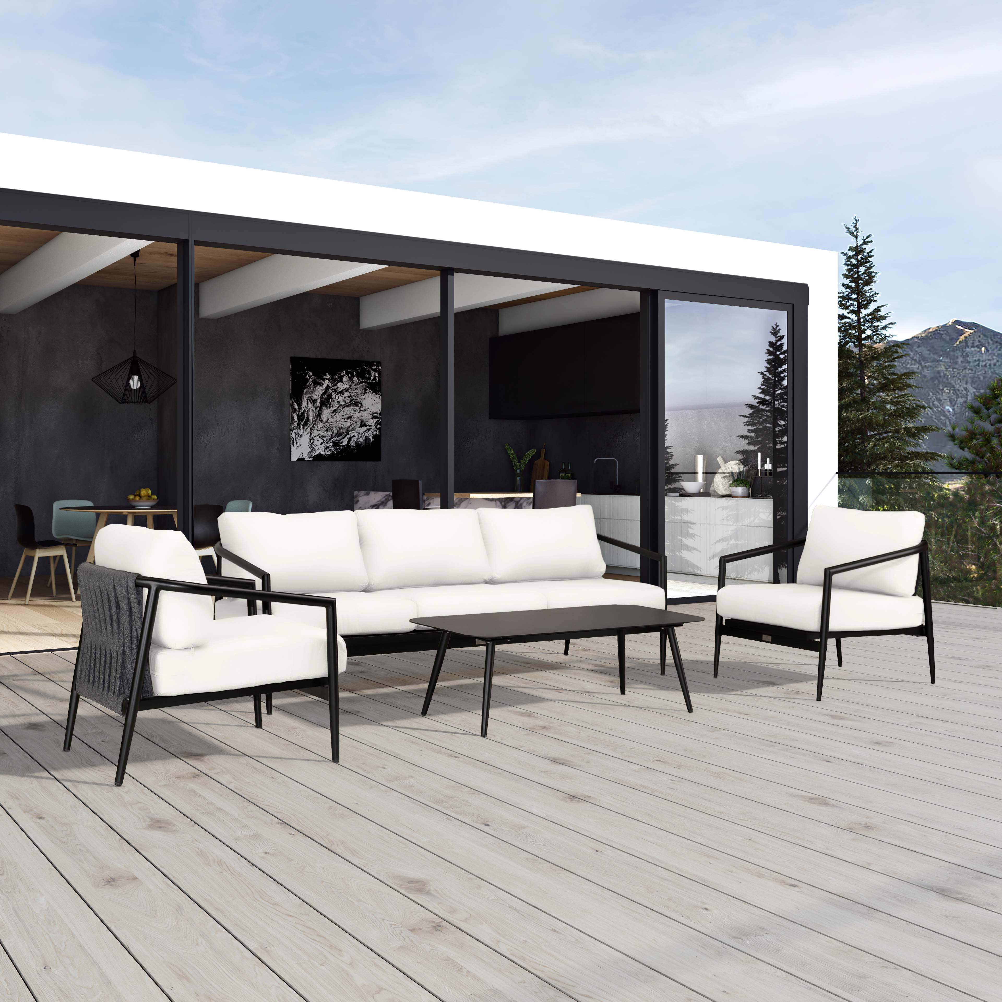 Olio 4 Piece Sofa Set#Finish_Black#Fabric_Canvas Natural