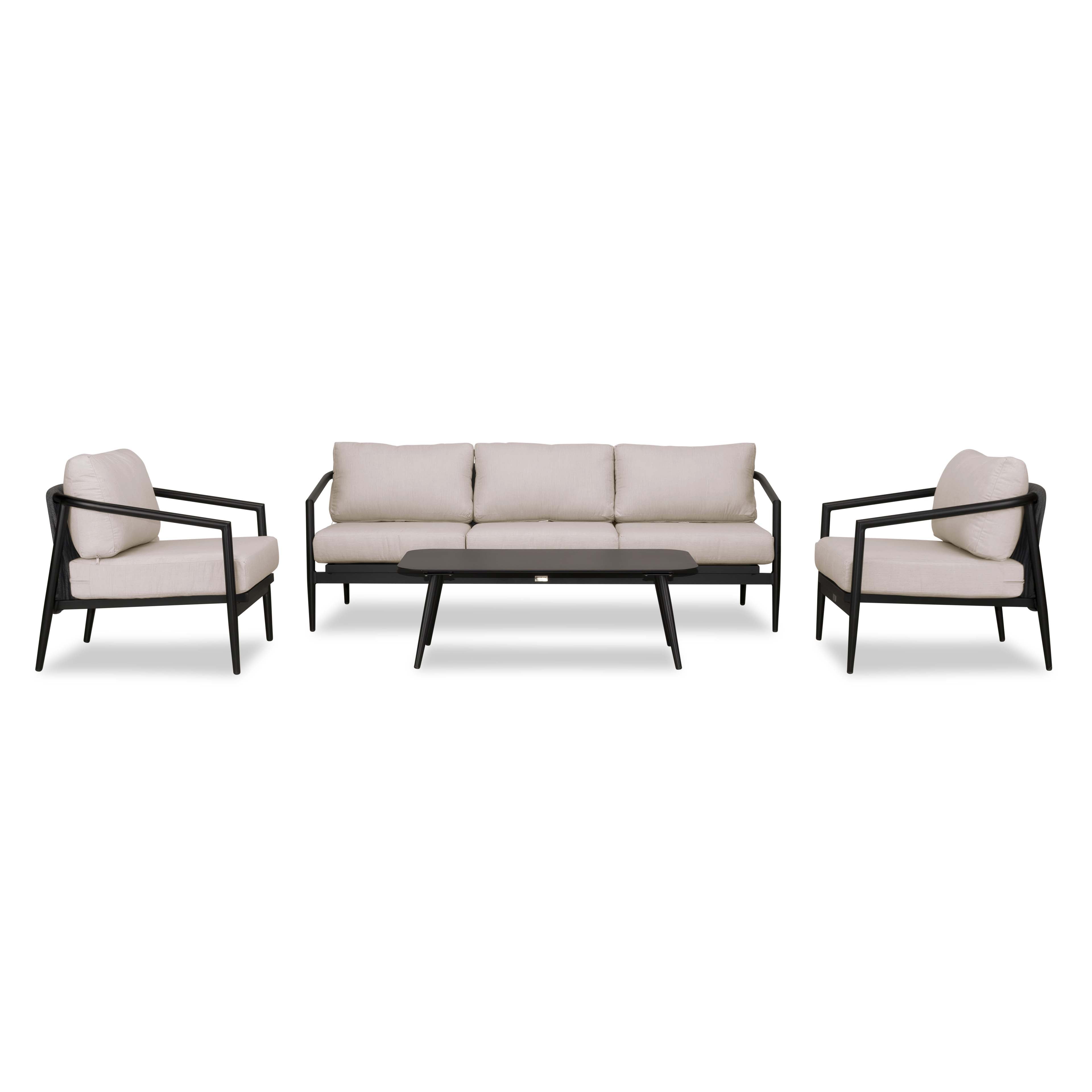 Olio 4 Piece Sofa Set#Finish_Black#Fabric_Cast Silver