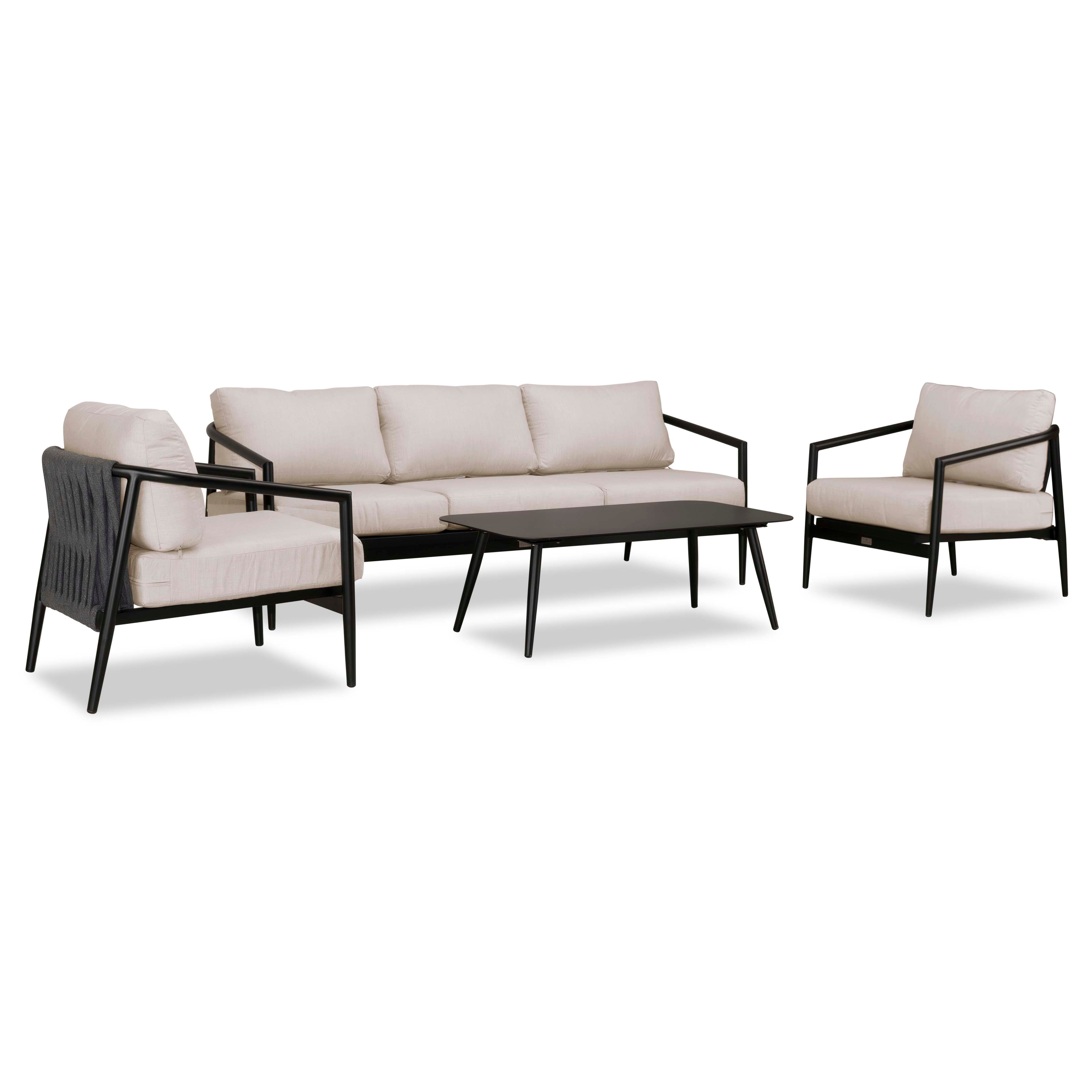 Olio 4 Piece Sofa Set#Finish_Black#Fabric_Cast Silver