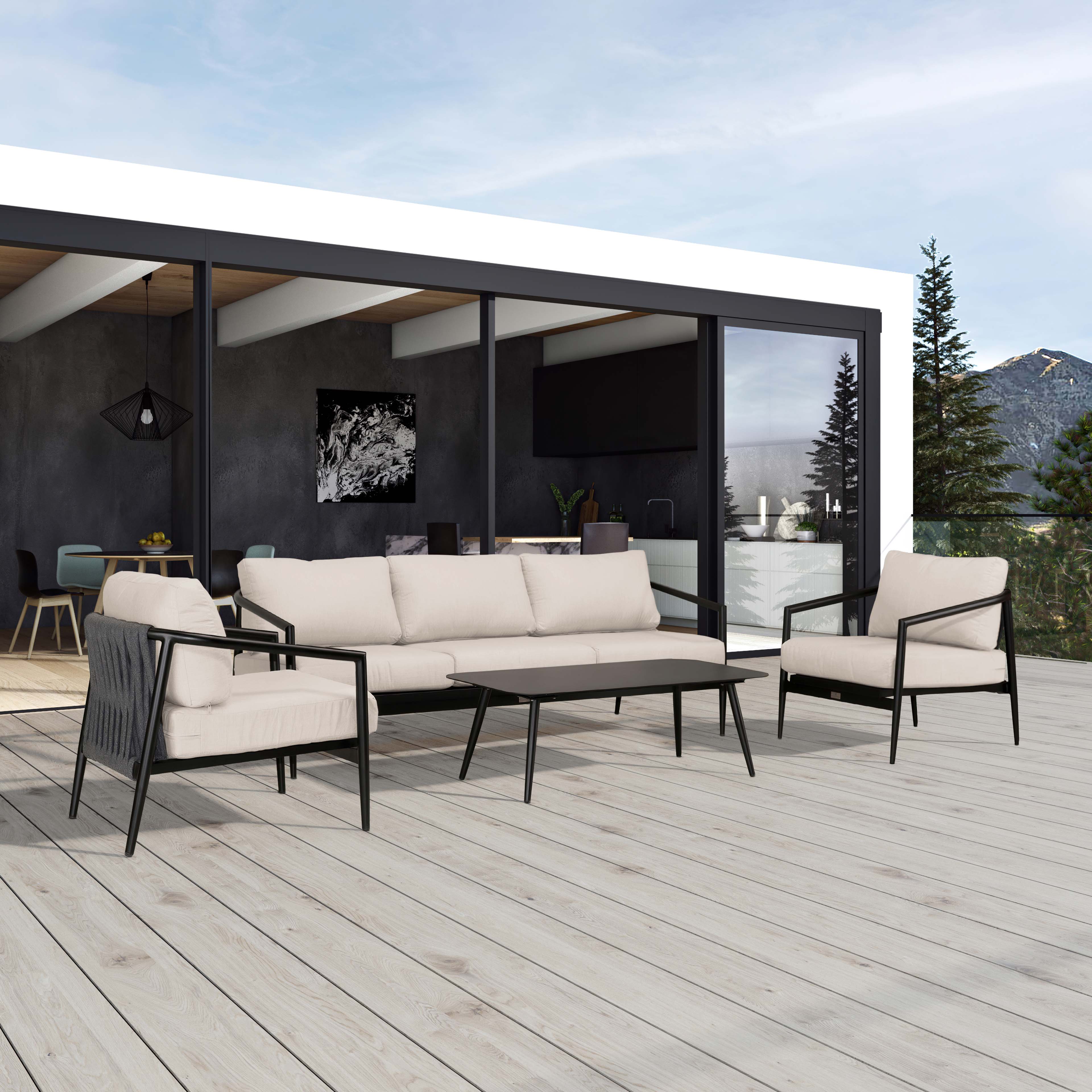 Olio 4 Piece Sofa Set#Finish_Black#Fabric_Cast Silver