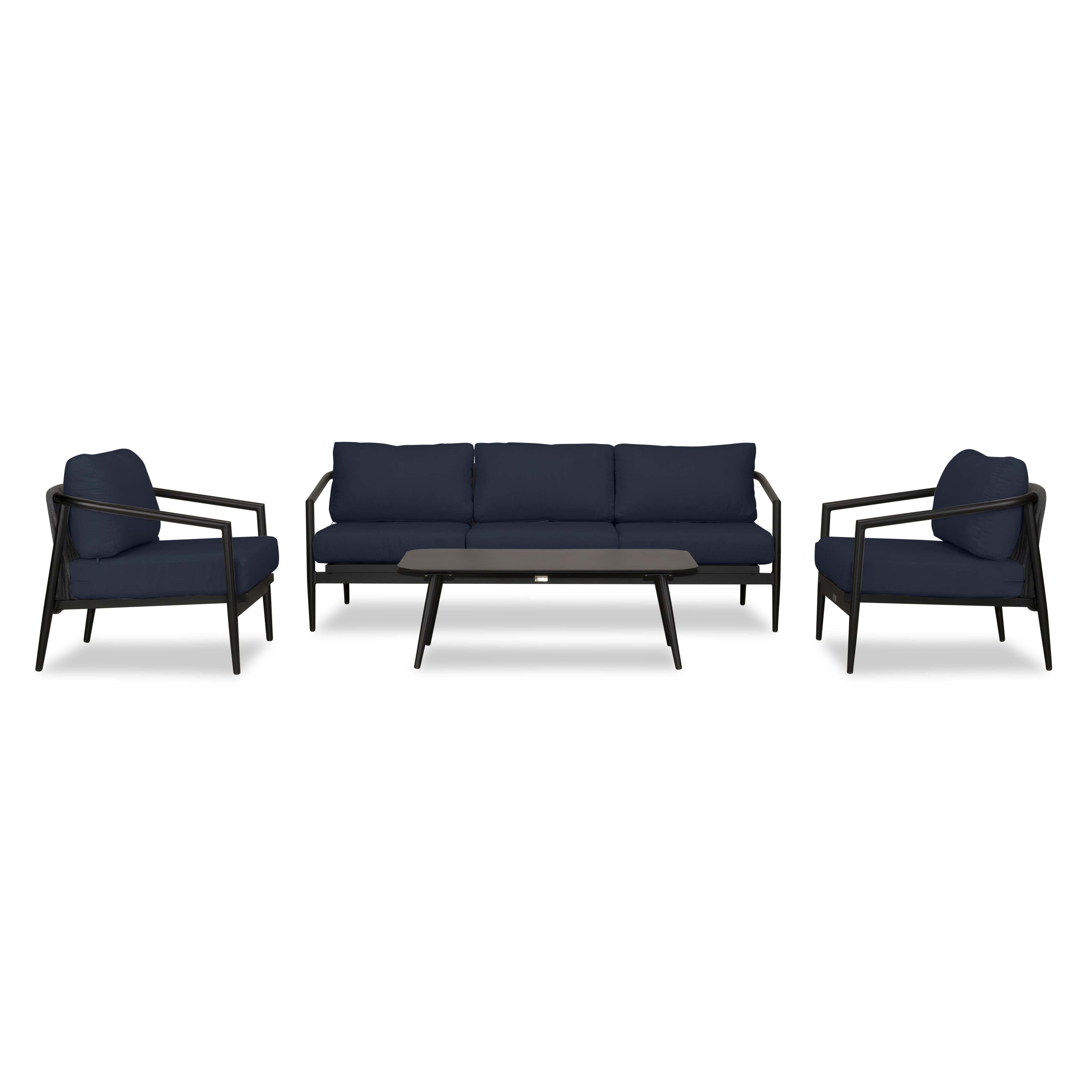 Olio 4 Piece Sofa Set#Finish_Black#Fabric_Spectrum Indigo