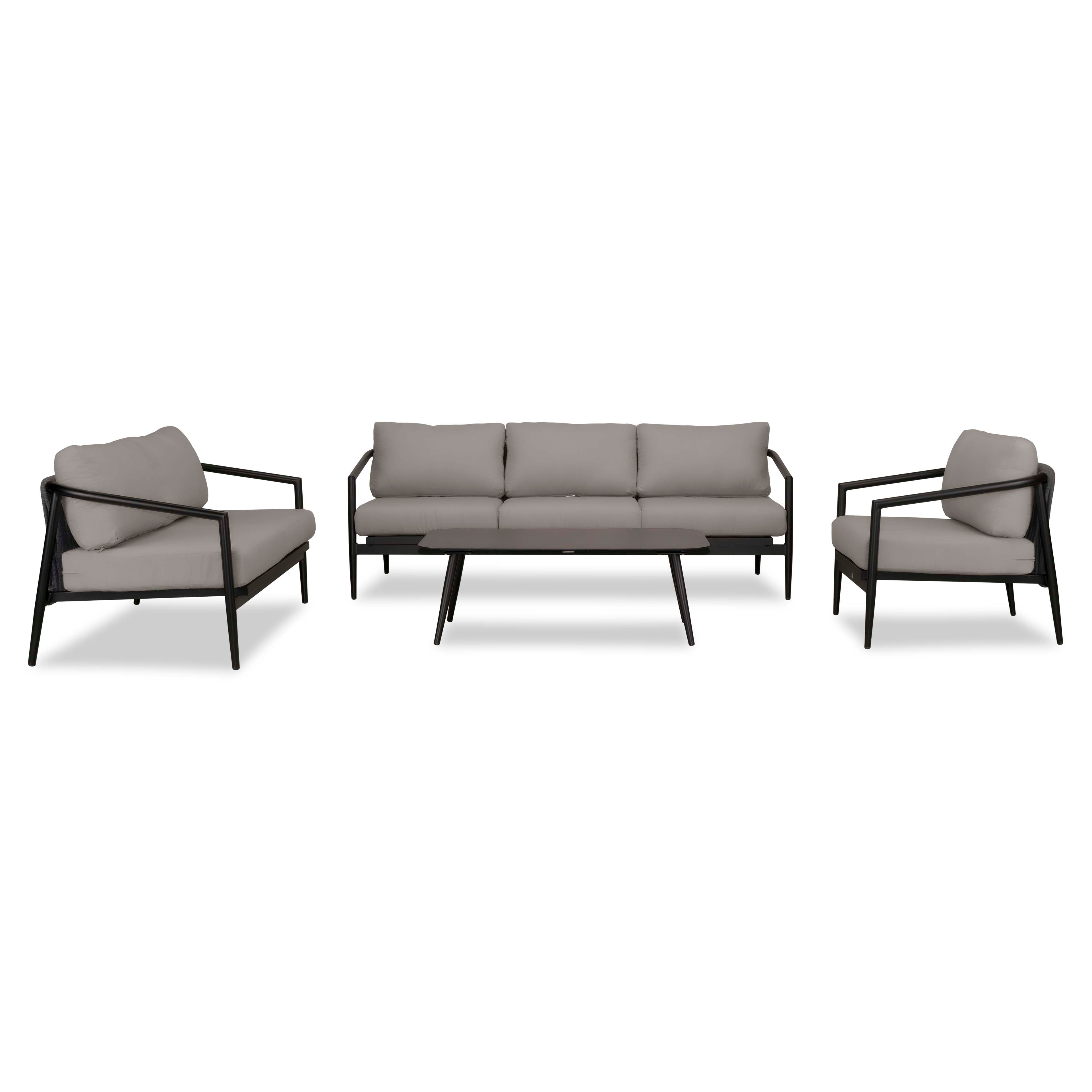 Olio 4 Piece Sofa Loveseat Set#Finish_Black#Fabric_Canvas Charcoal