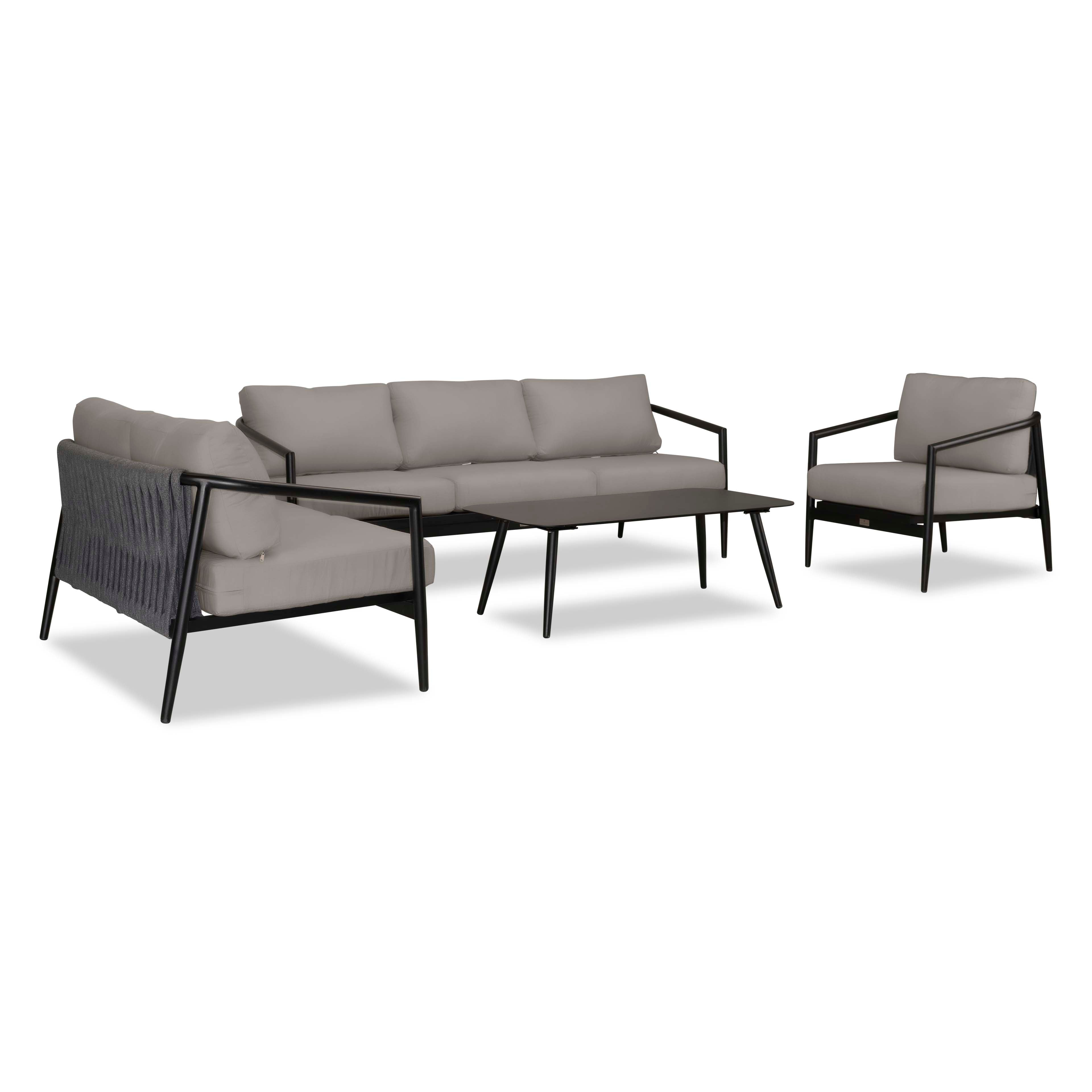 Olio 4 Piece Sofa Loveseat Set#Finish_Black#Fabric_Canvas Charcoal