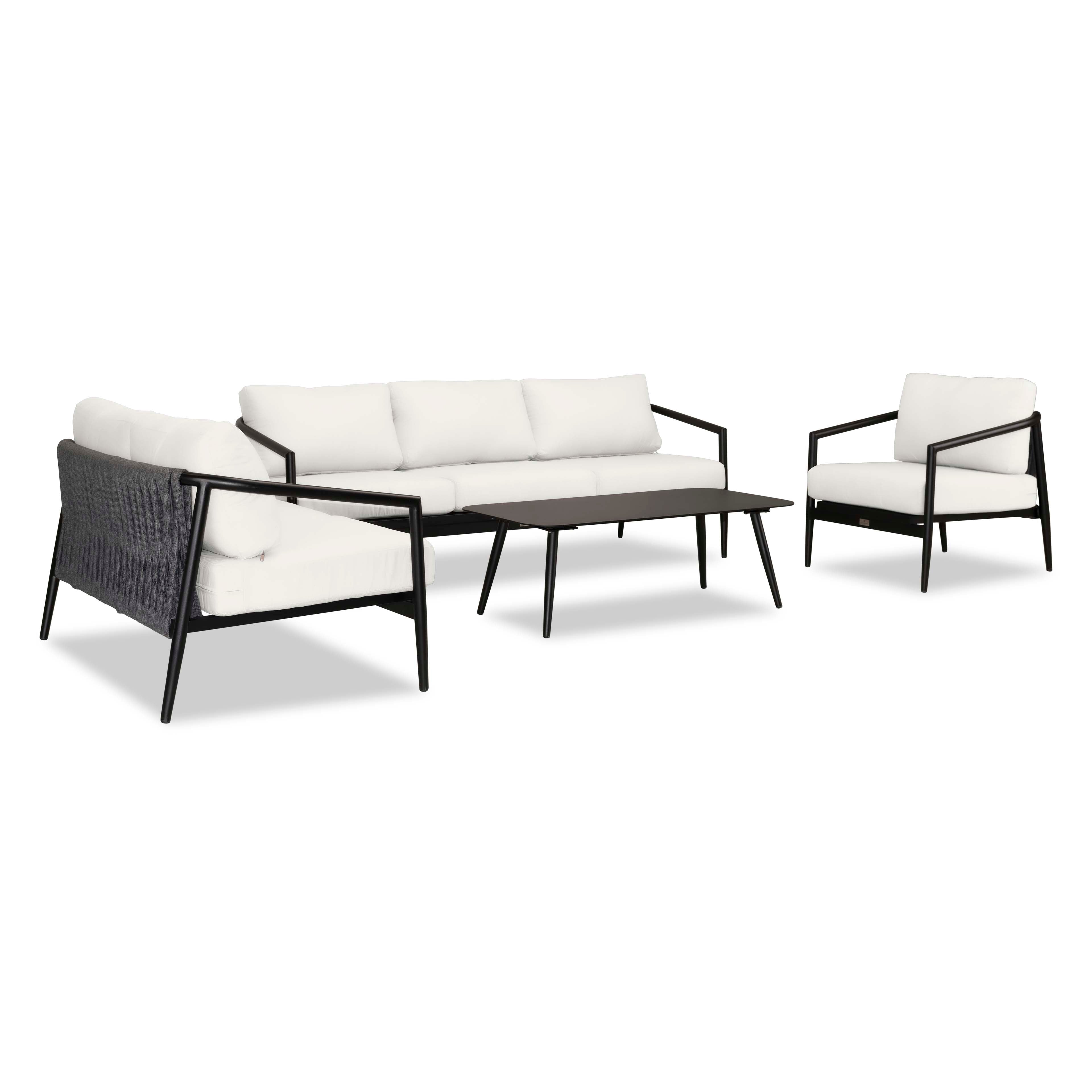 Olio 4 Piece Sofa Loveseat Set#Finish_Black#Fabric_Canvas Natural