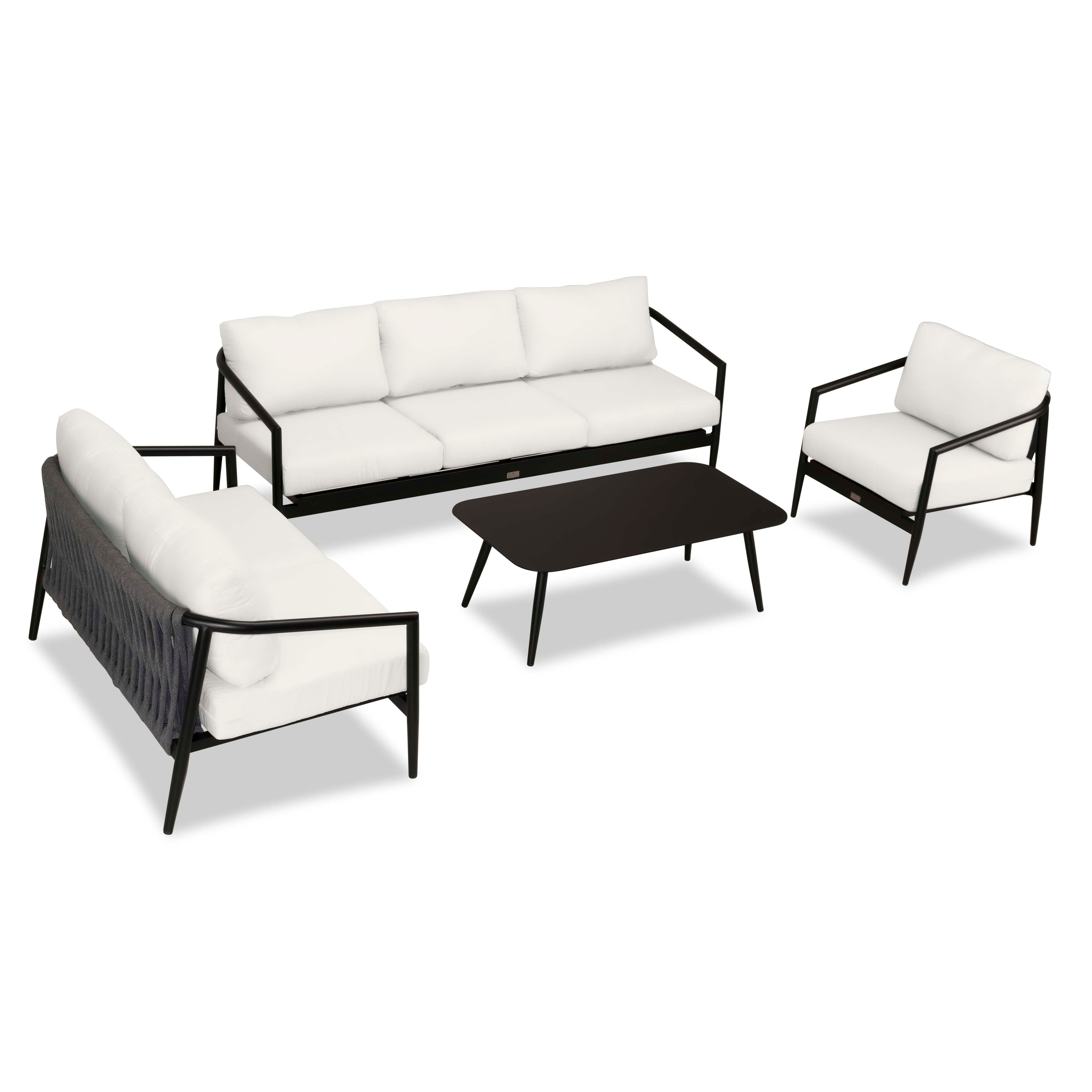 Olio 4 Piece Sofa Loveseat Set#Finish_Black#Fabric_Canvas Natural