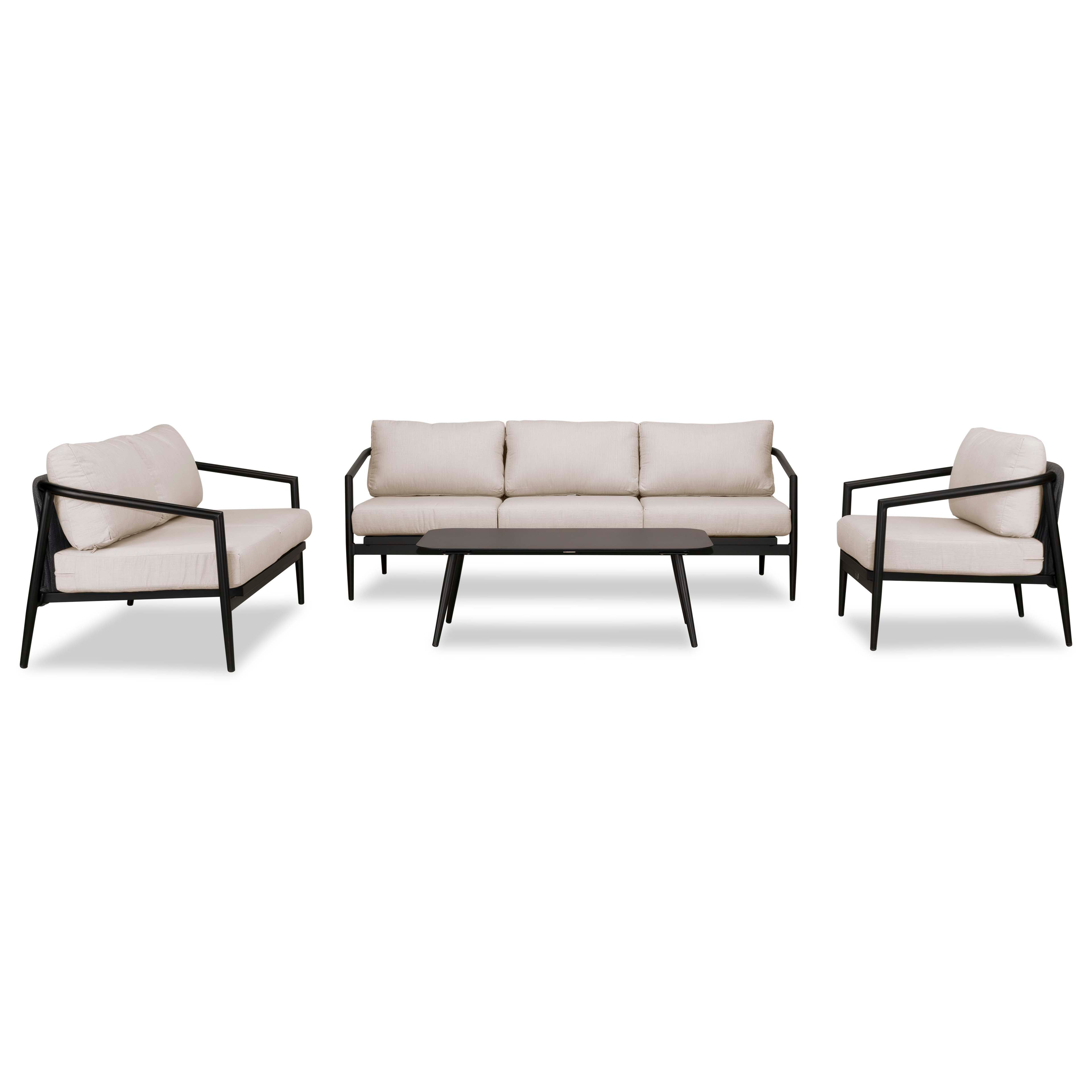 Olio 4 Piece Sofa Loveseat Set#Finish_Black#Fabric_Cast Silver