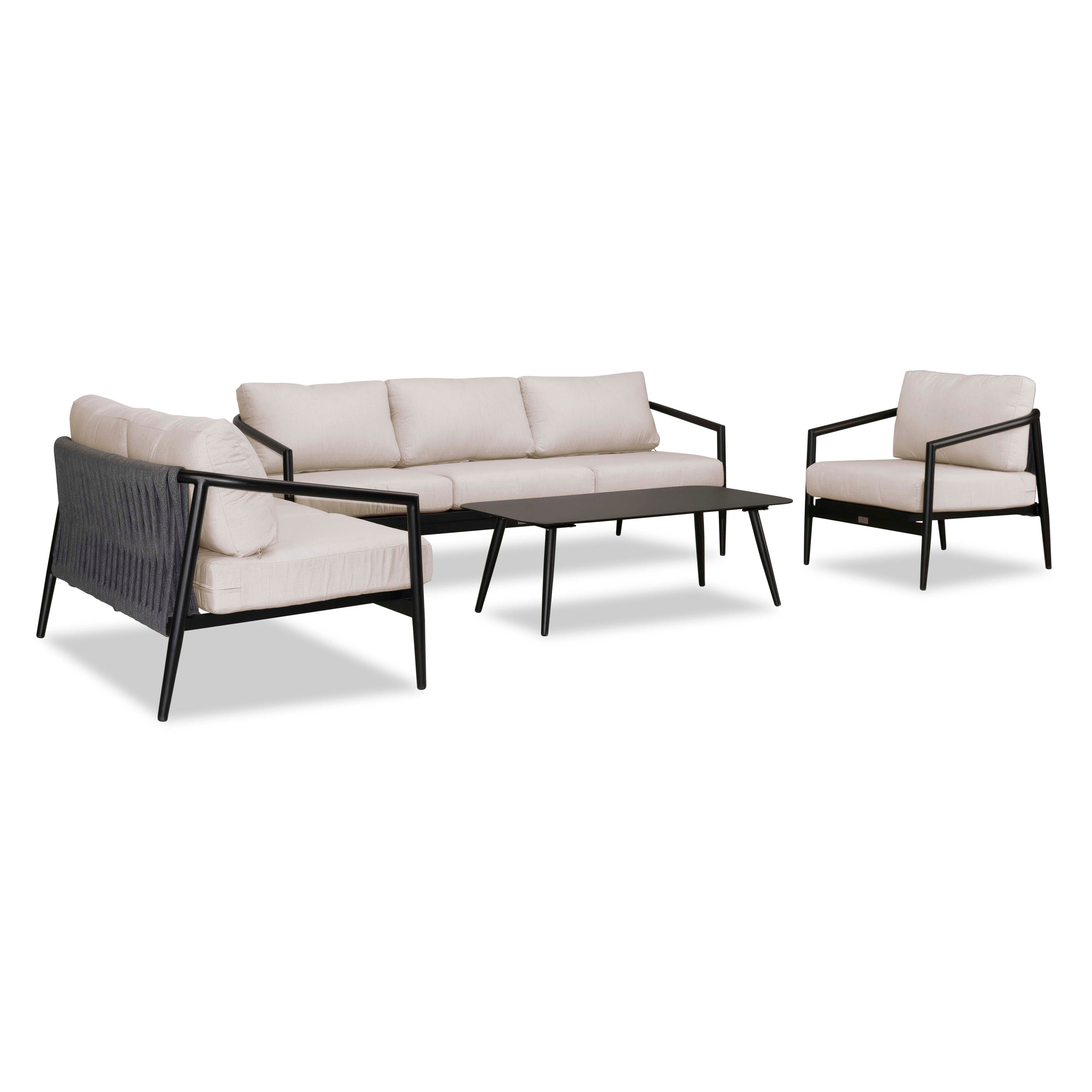 Olio 4 Piece Sofa Loveseat Set#Finish_Black#Fabric_Cast Silver
