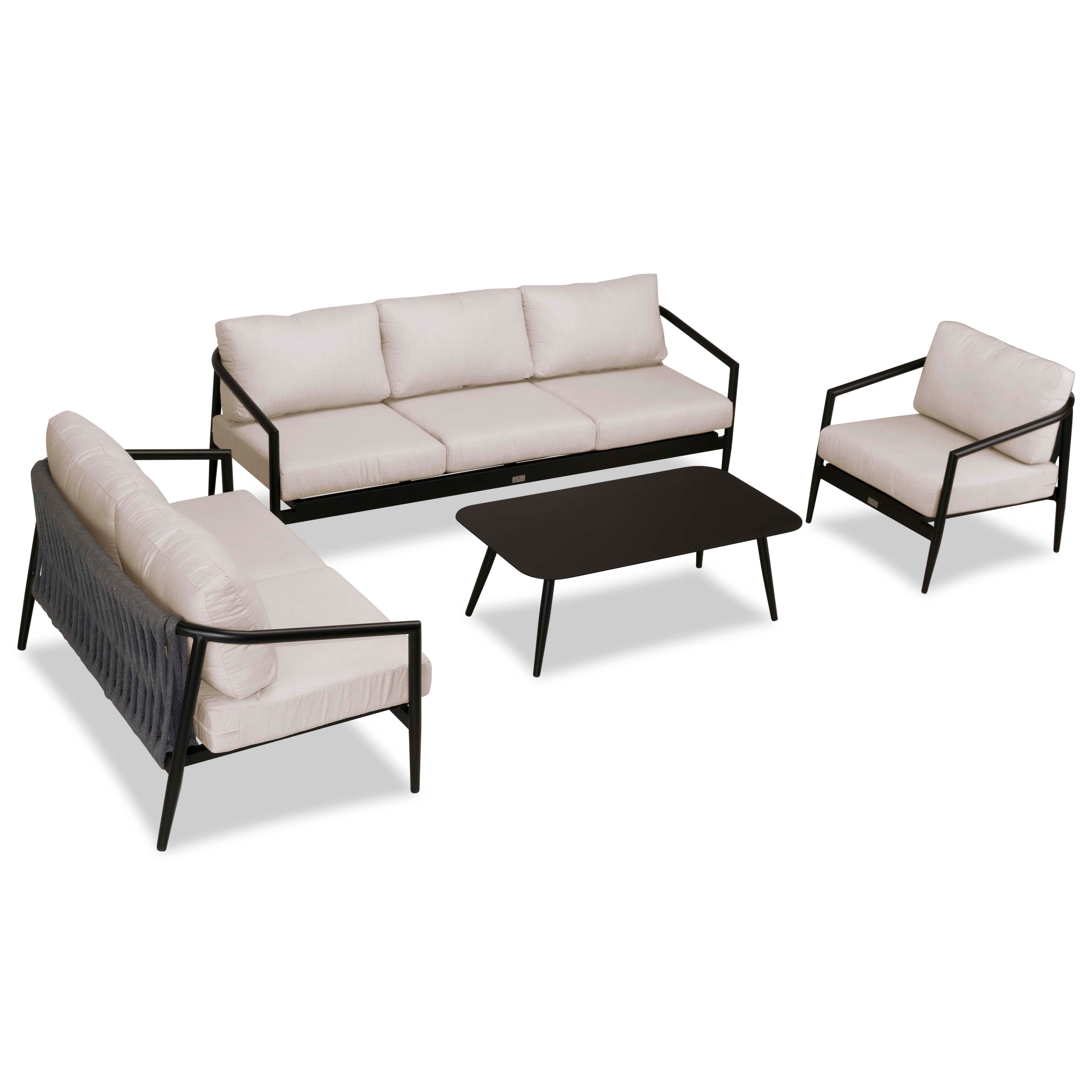 Olio 4 Piece Sofa Loveseat Set#Finish_Black#Fabric_Cast Silver