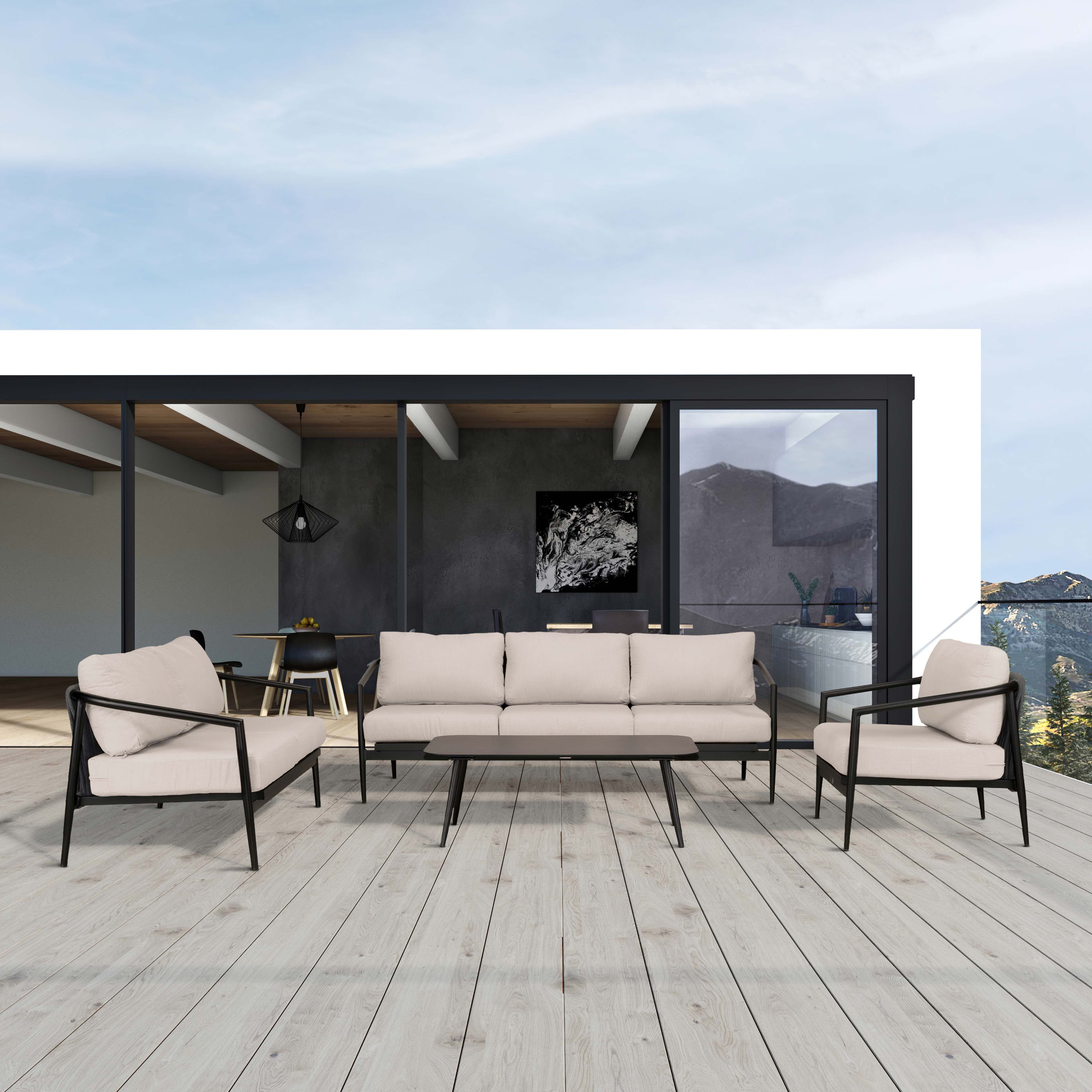 Olio 4 Piece Sofa Loveseat Set#Finish_Black#Fabric_Cast Silver