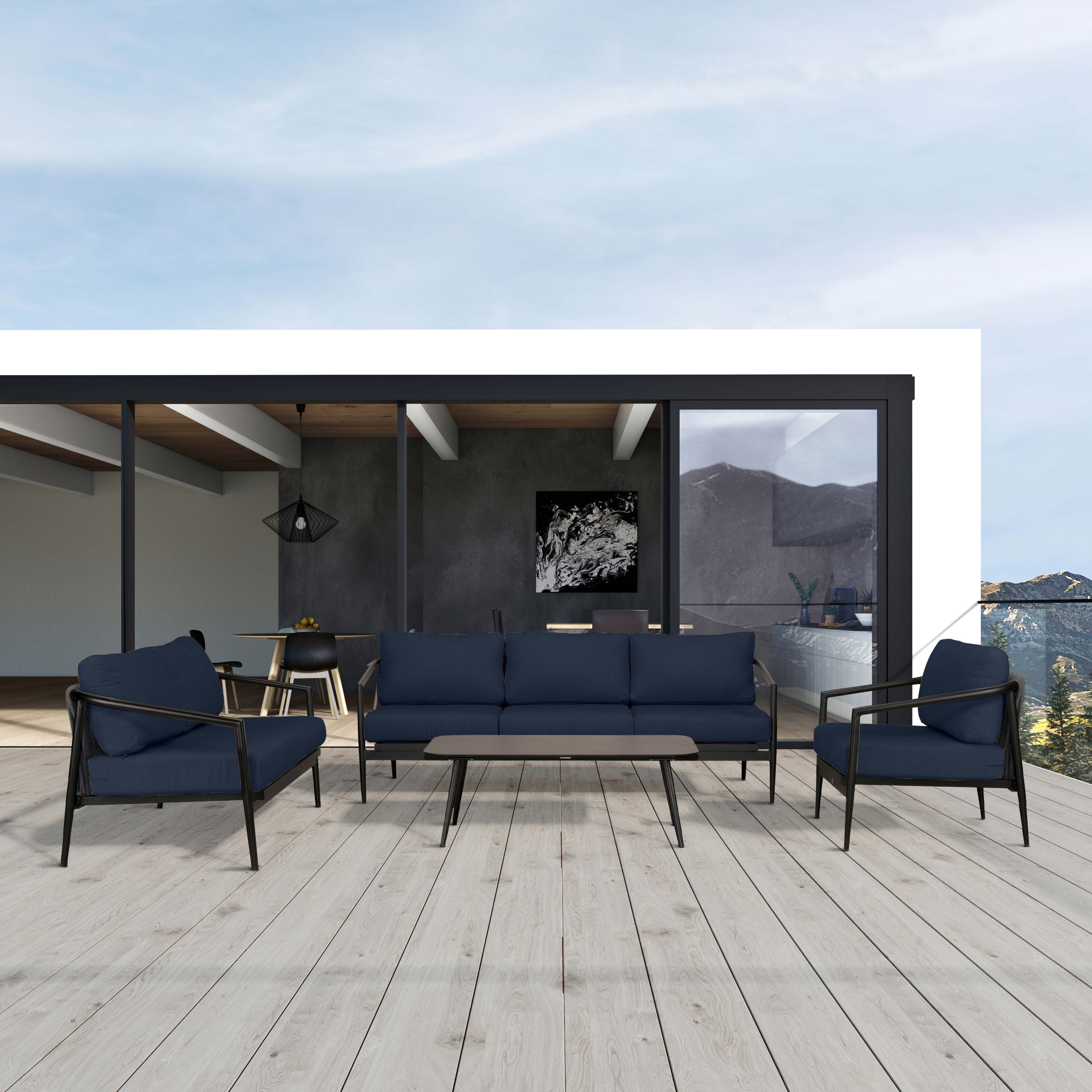 Olio 4 Piece Sofa Loveseat Set#Finish_Black#Fabric_Spectrum Indigo