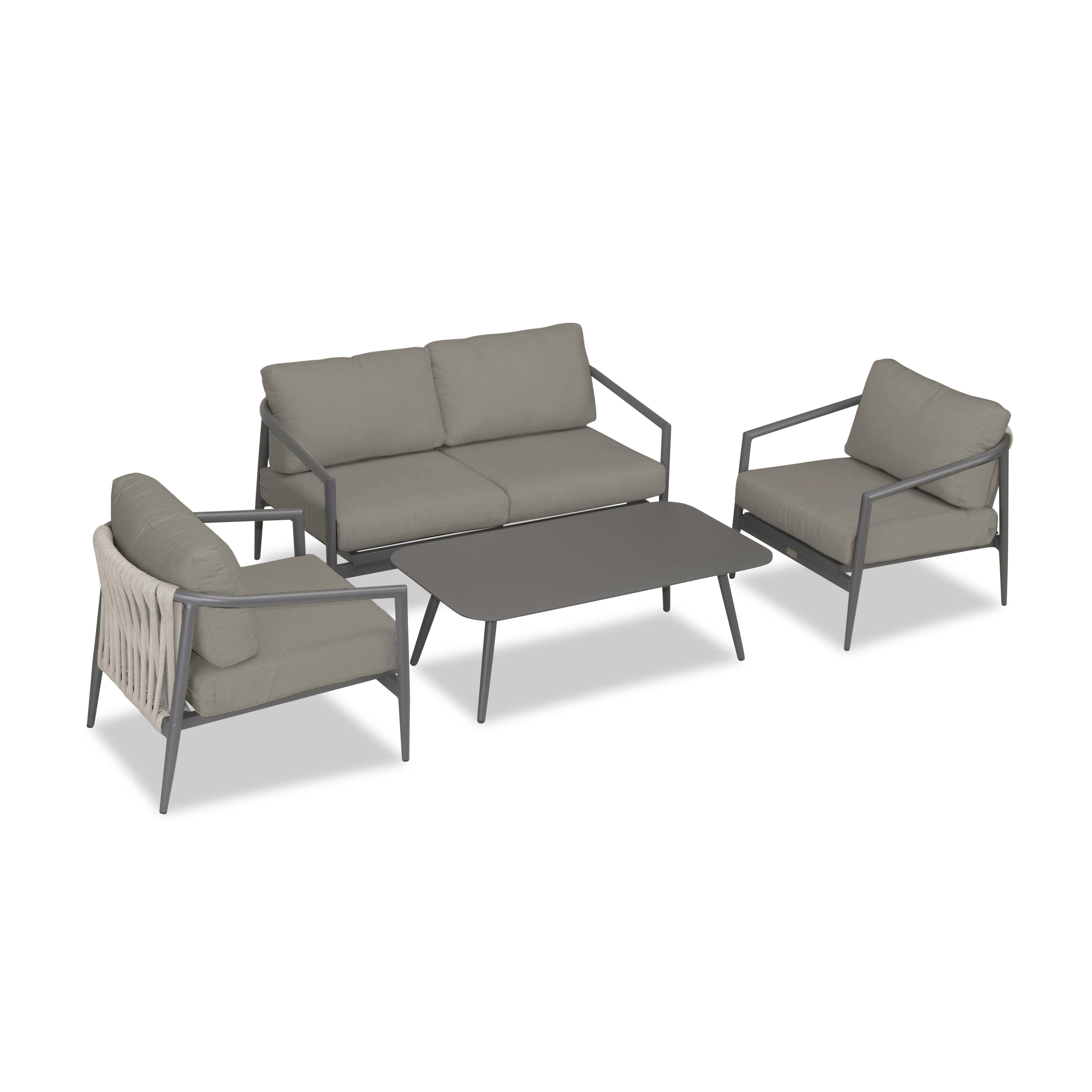 Olio 4 Piece Loveseat Set#Finish_Slate#Fabric_Canvas Charcoal