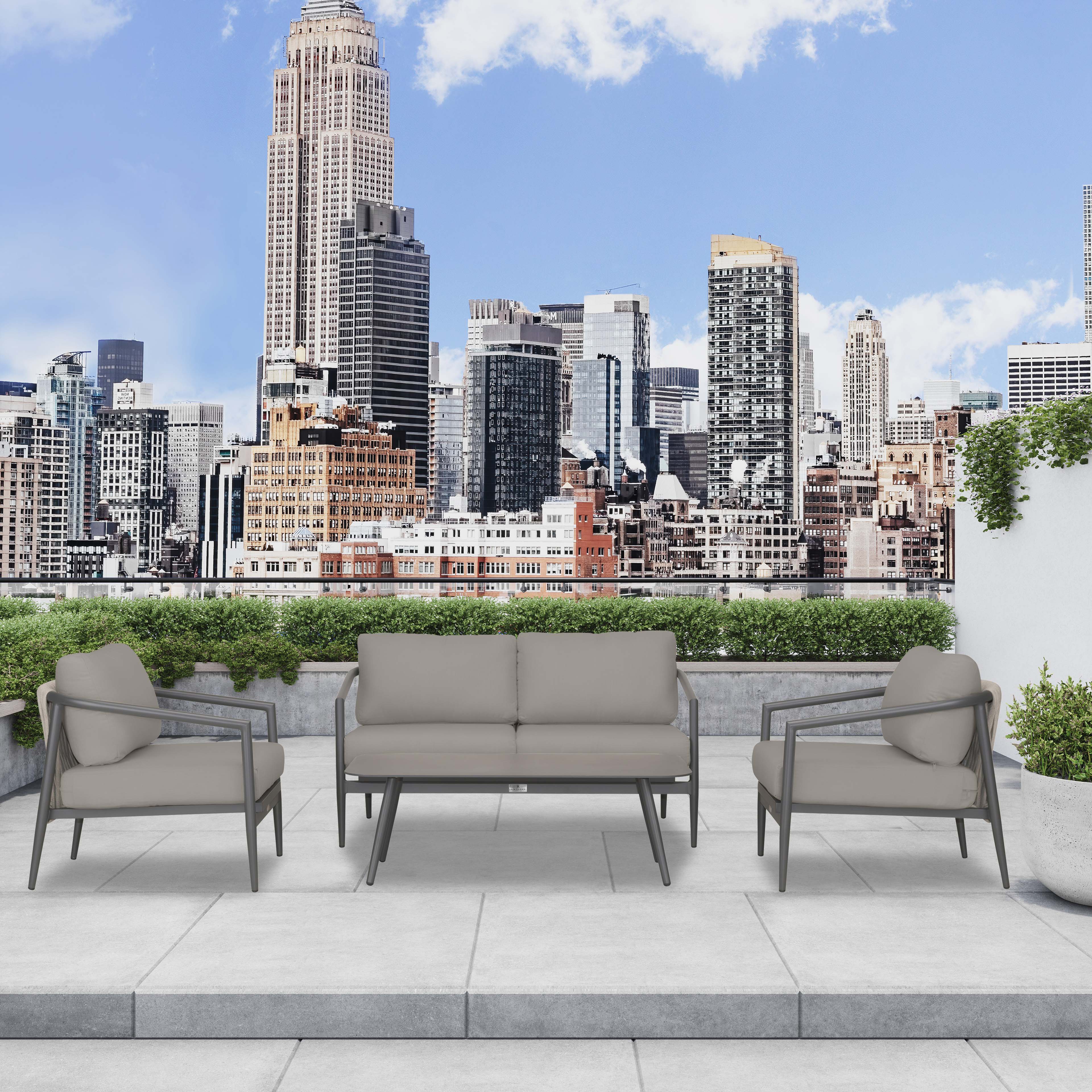 Olio 4 Piece Loveseat Set#Finish_Slate#Fabric_Canvas Charcoal