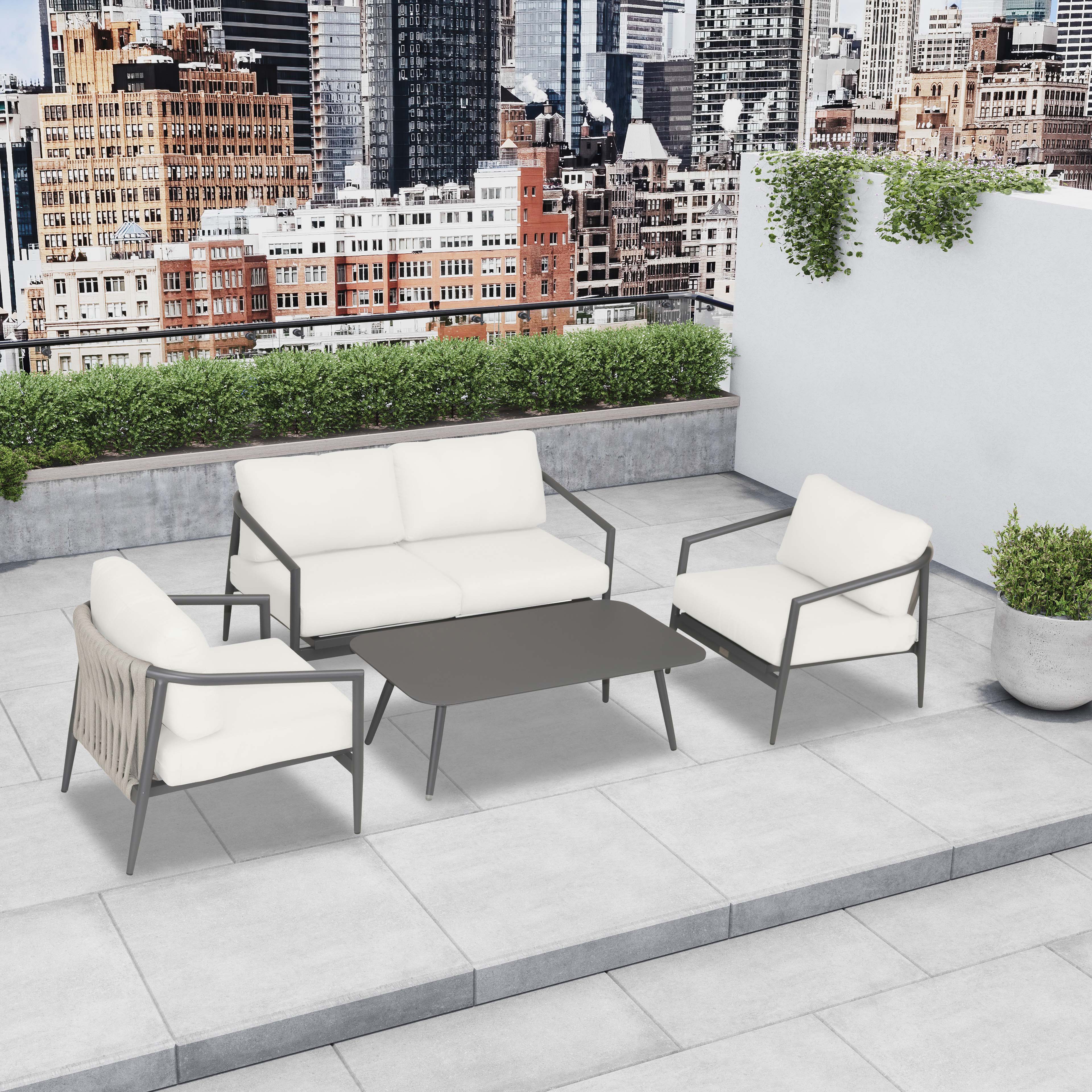 Olio 4 Piece Loveseat Set#Finish_Slate#Fabric_Canvas Natural