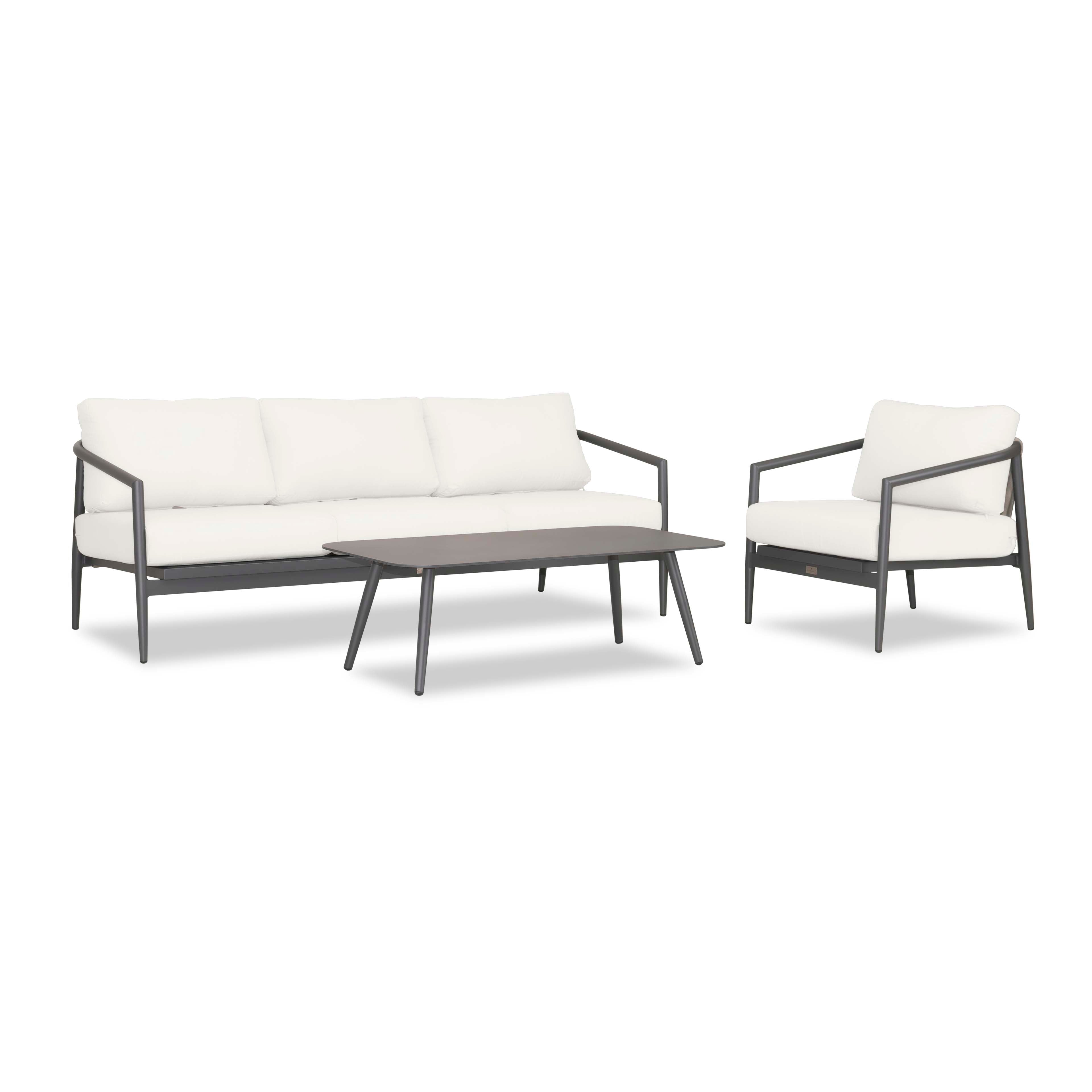 Olio 3 Piece Aluminum Sofa Set#Finish_Slate#Fabric_Canvas Natural