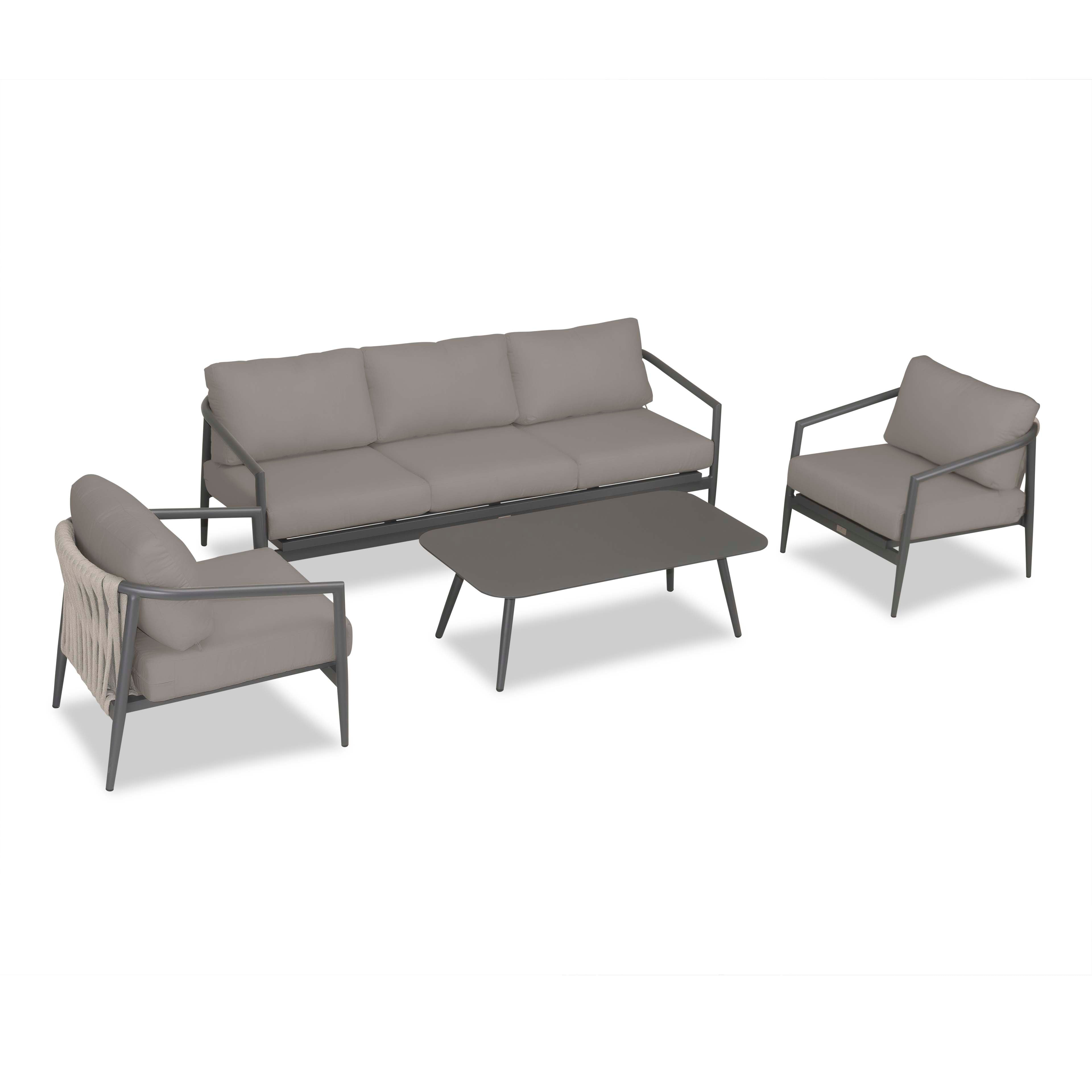 Olio 4 Piece Sofa Set#Finish_Slate#Fabric_Canvas Charcoal