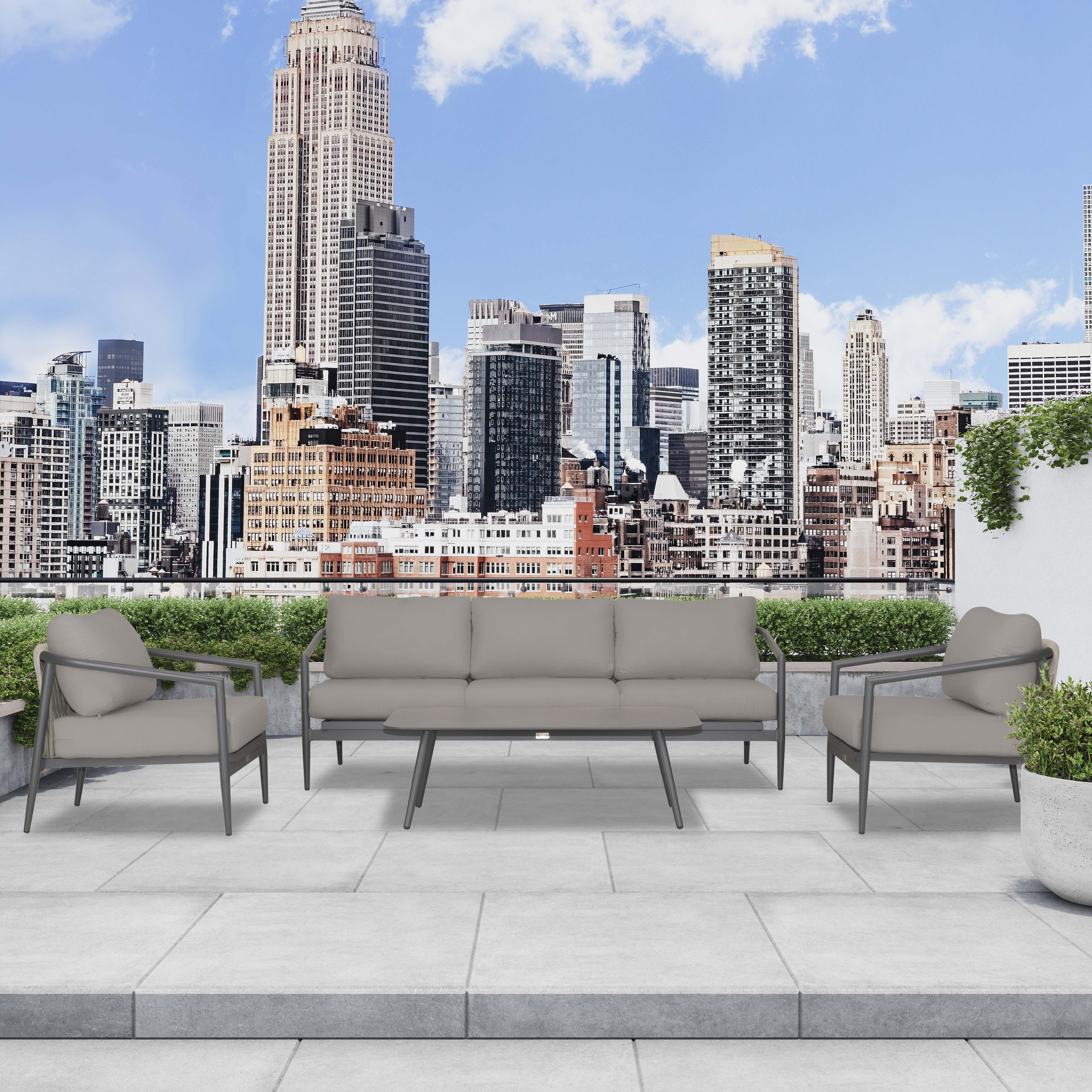 Olio 4 Piece Sofa Set#Finish_Slate#Fabric_Canvas Charcoal