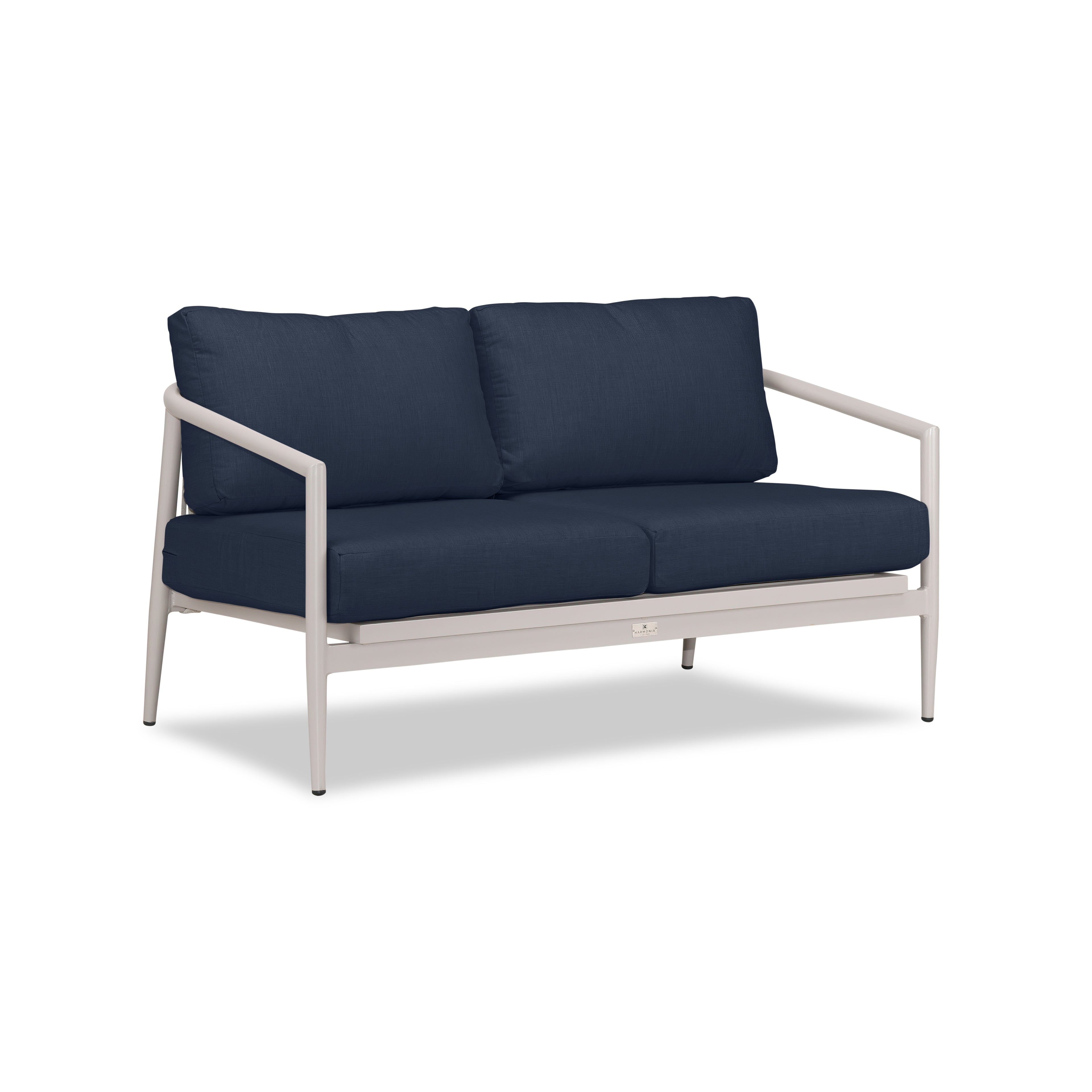 Olio Loveseat#Finish_Urban Stone#Fabric_Spectrum Indigo