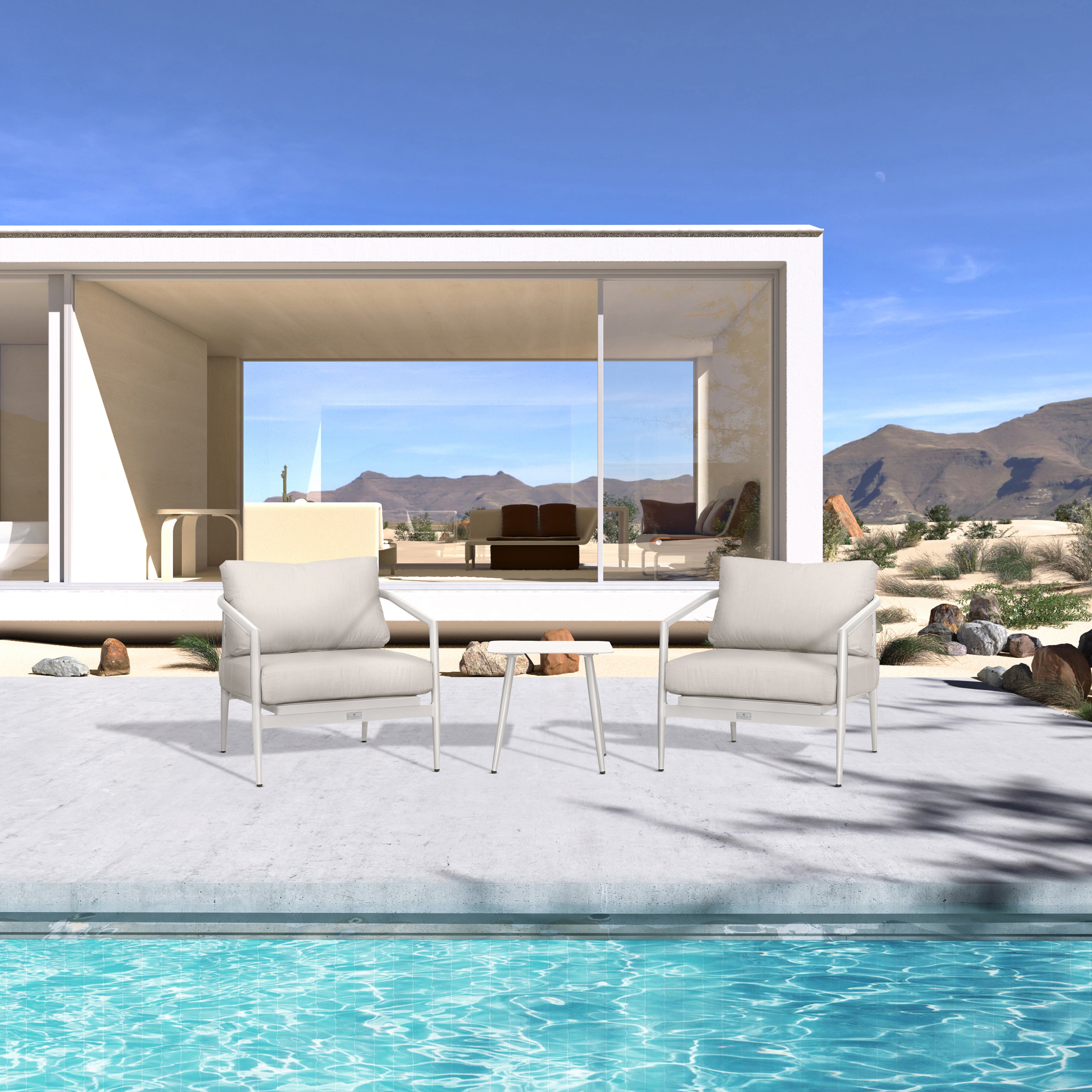 Olio 3 Piece Club Chair Set#Finish_Urban Stone#Fabric_Cast Silver