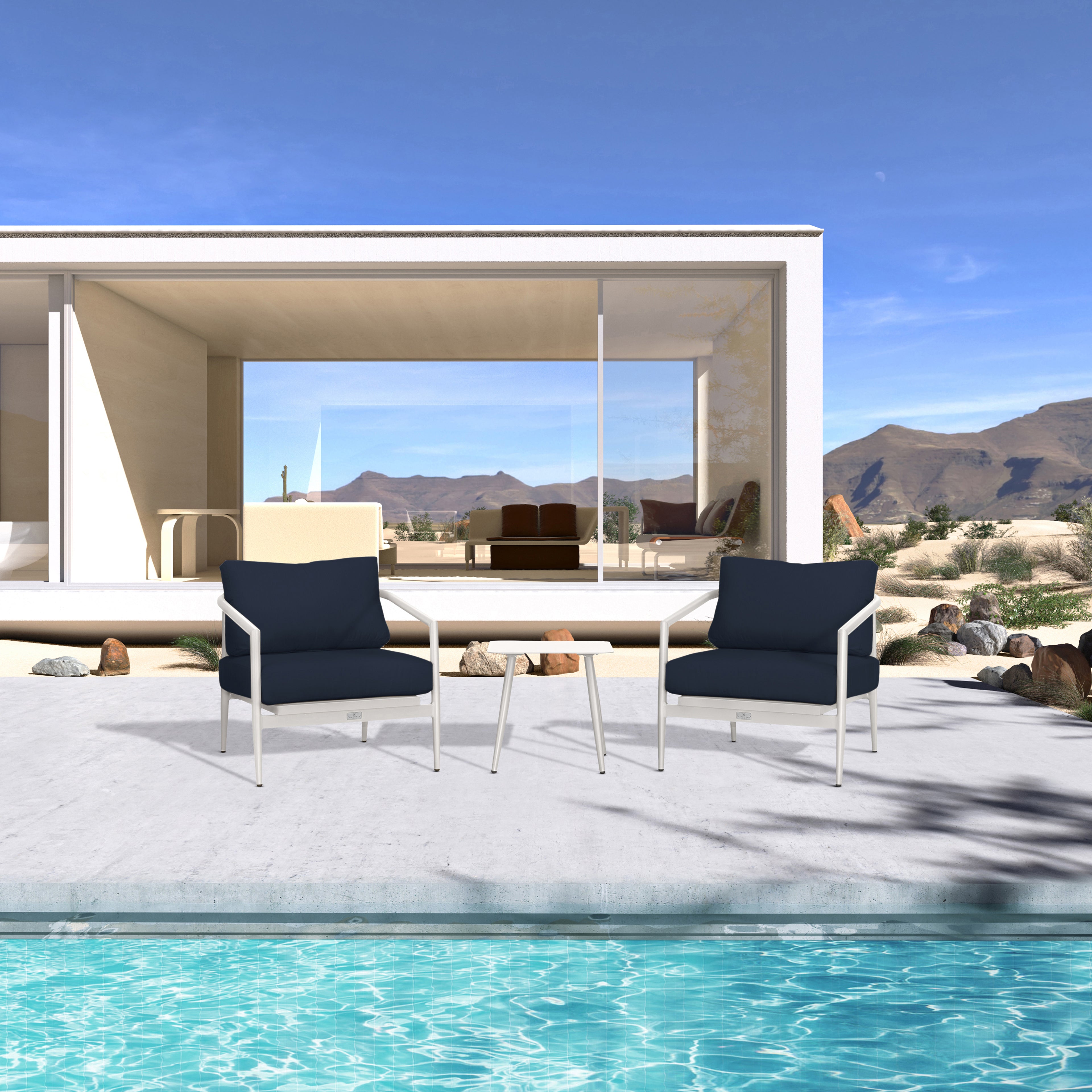 Olio 3 Piece Club Chair Set#Finish_Urban Stone#Fabric_Spectrum Indigo