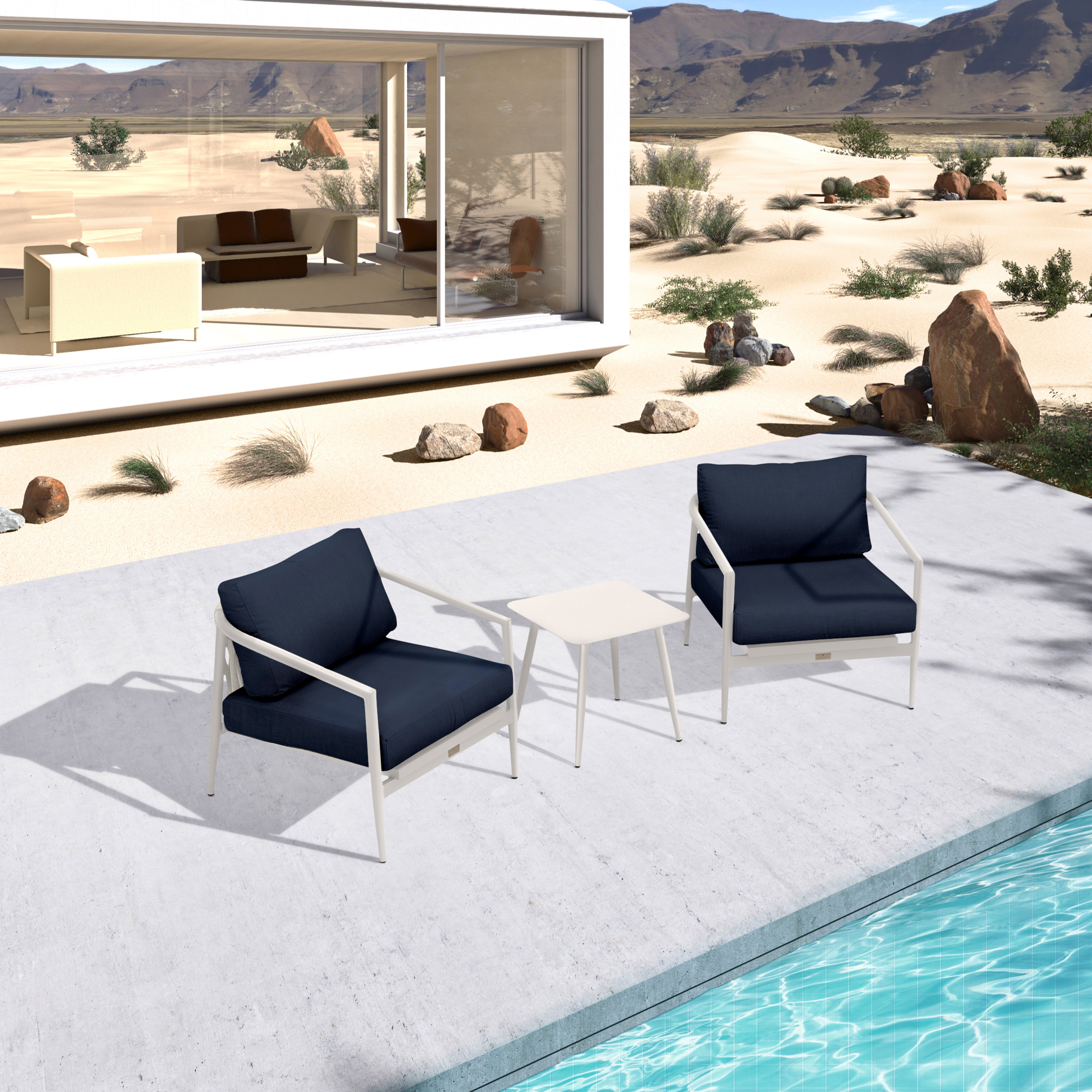 Olio 3 Piece Club Chair Set#Finish_Urban Stone#Fabric_Spectrum Indigo