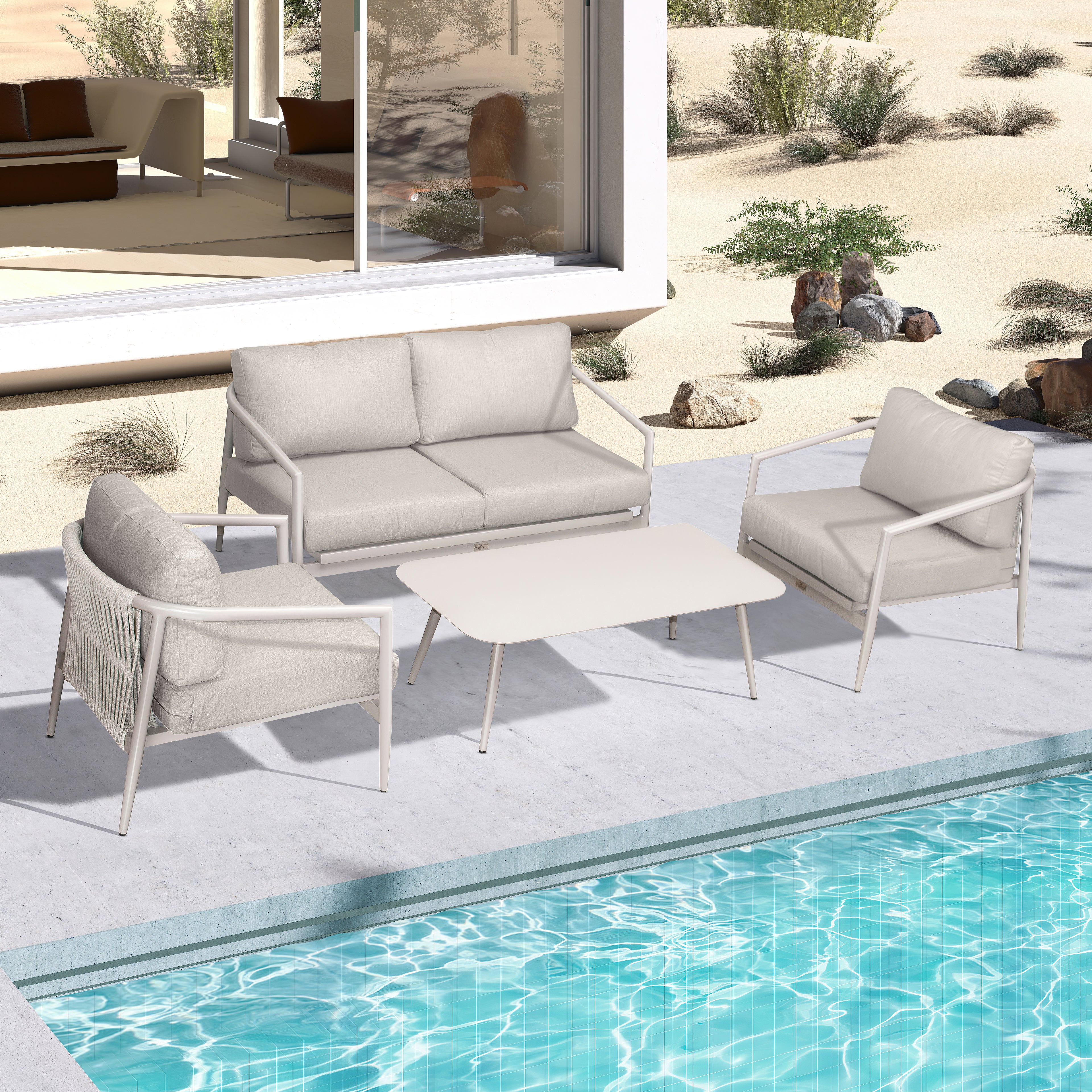Olio 4 Piece Loveseat Set#Finish_Urban Stone#Fabric_Cast Silver