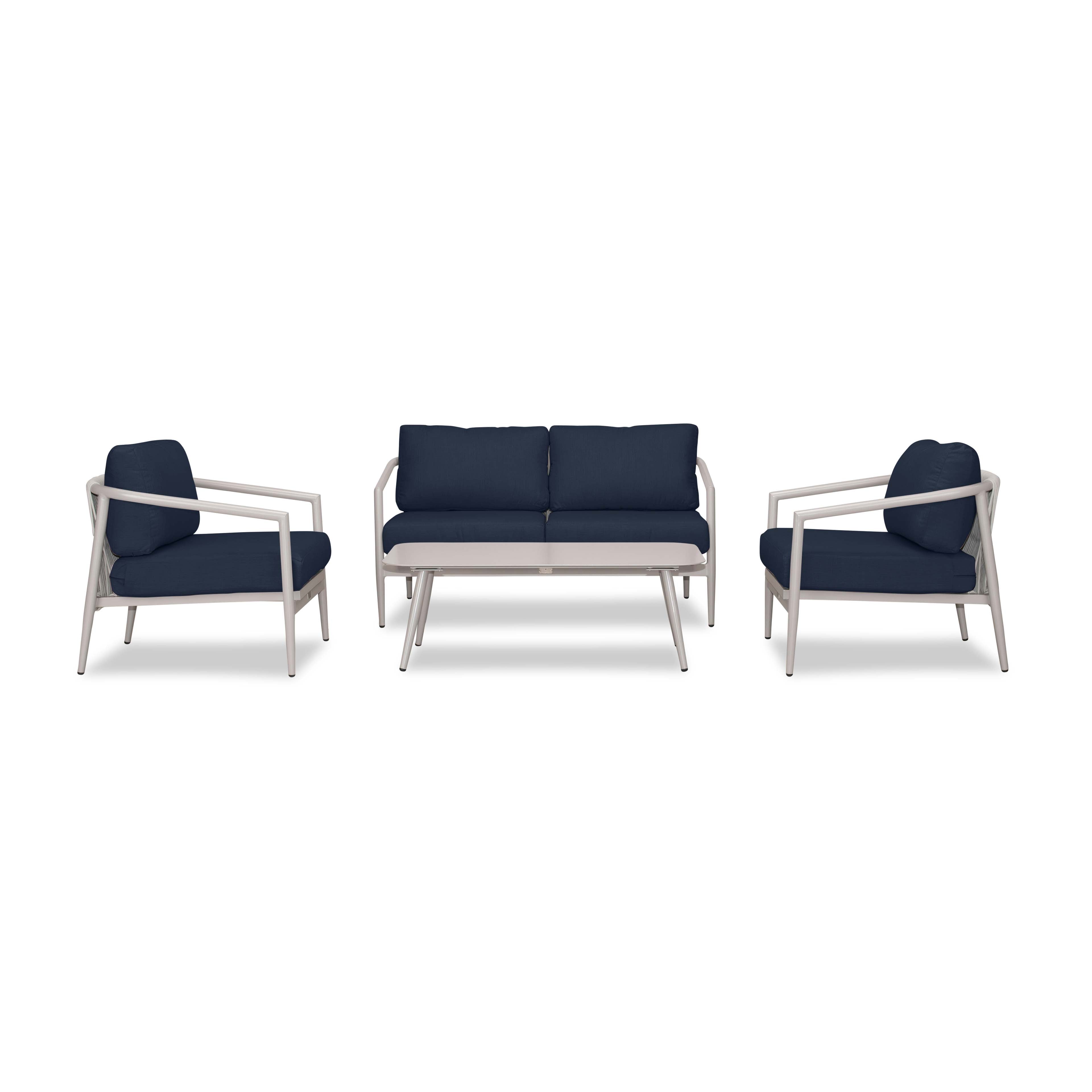 Olio 4 Piece Loveseat Set#Finish_Urban Stone#Fabric_Spectrum Indigo