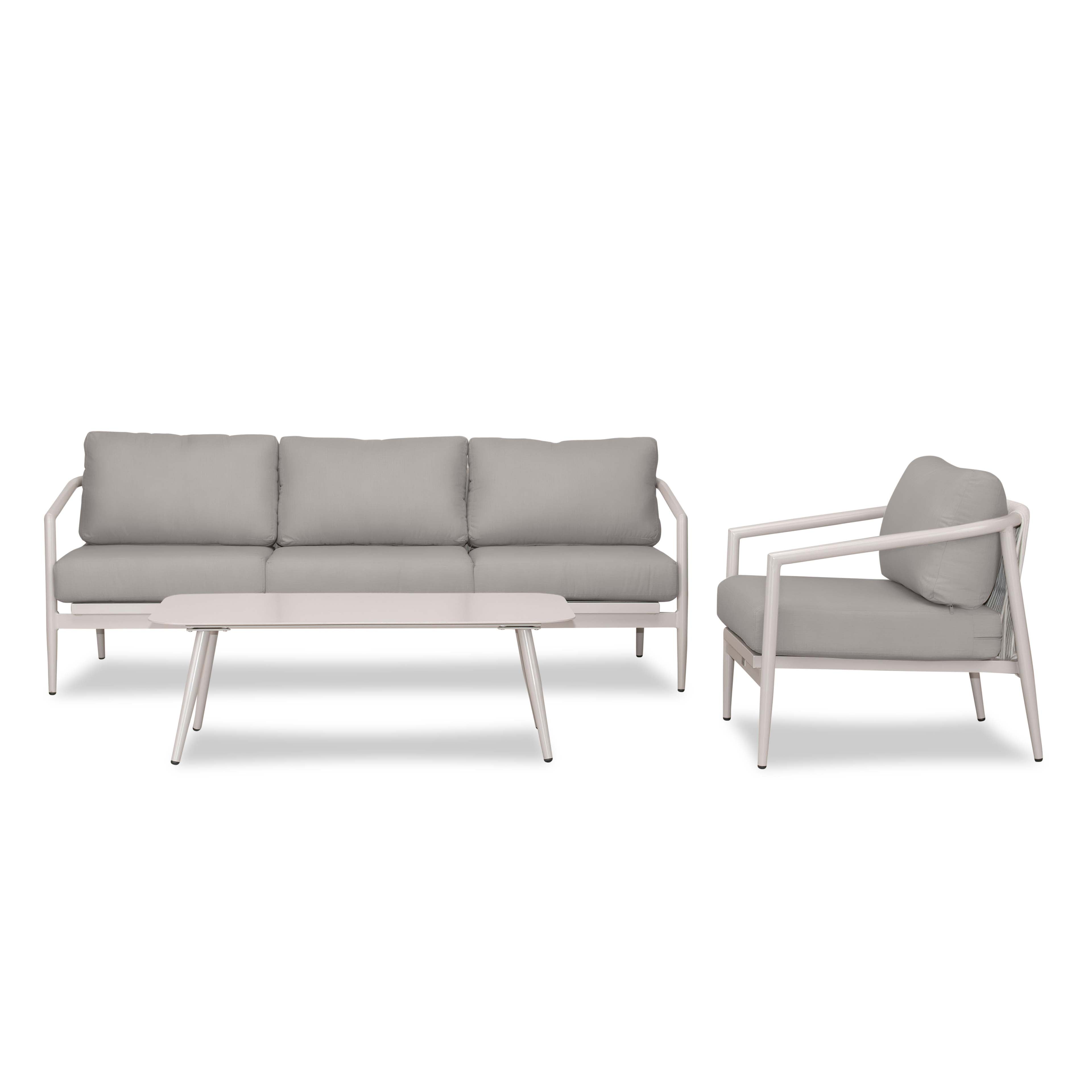 Olio 3 Piece Aluminum Sofa Set#Finish_Urban Stone#Fabric_Canvas Charcoal