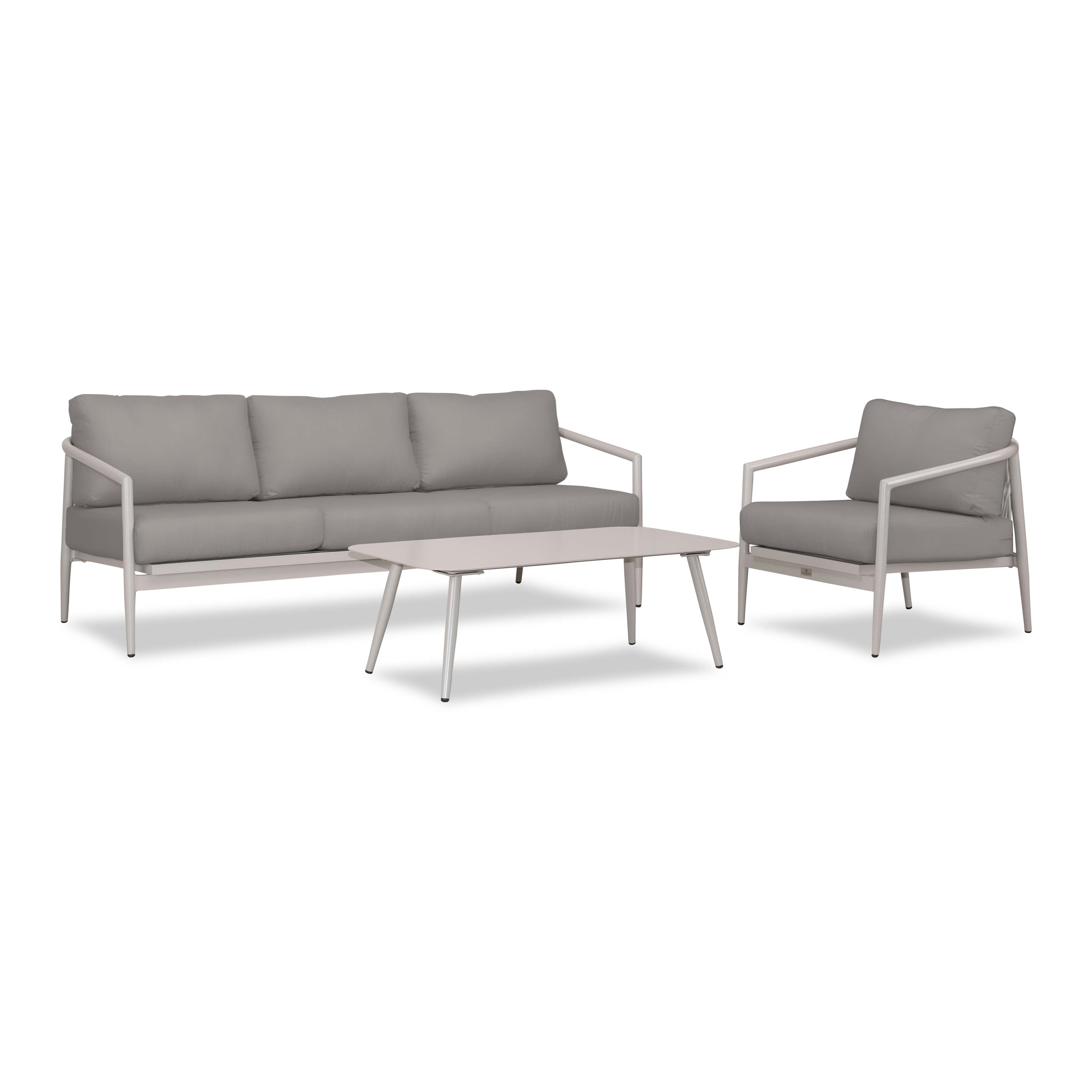 Olio 3 Piece Aluminum Sofa Set#Finish_Urban Stone#Fabric_Canvas Charcoal