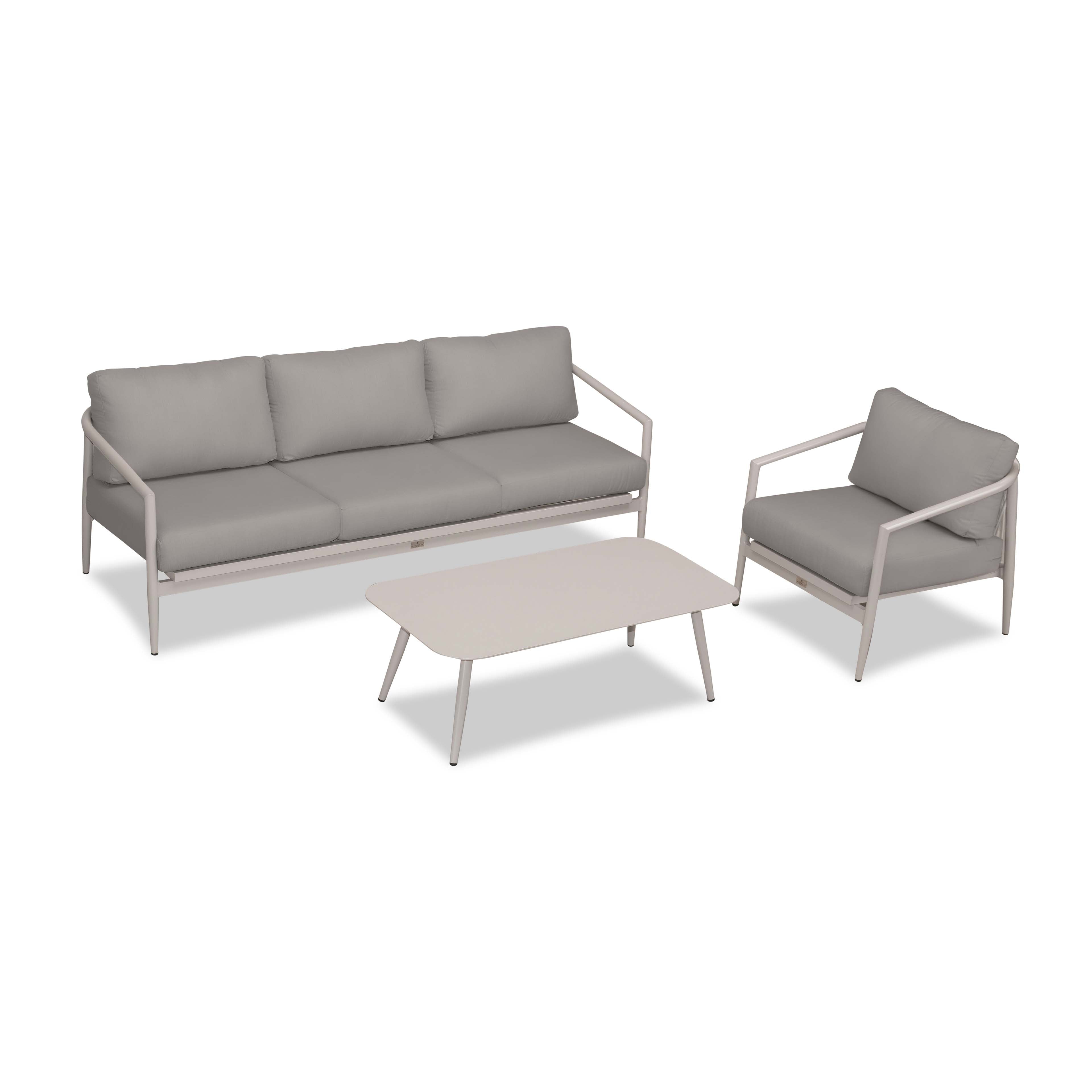 Olio 3 Piece Aluminum Sofa Set#Finish_Urban Stone#Fabric_Canvas Charcoal