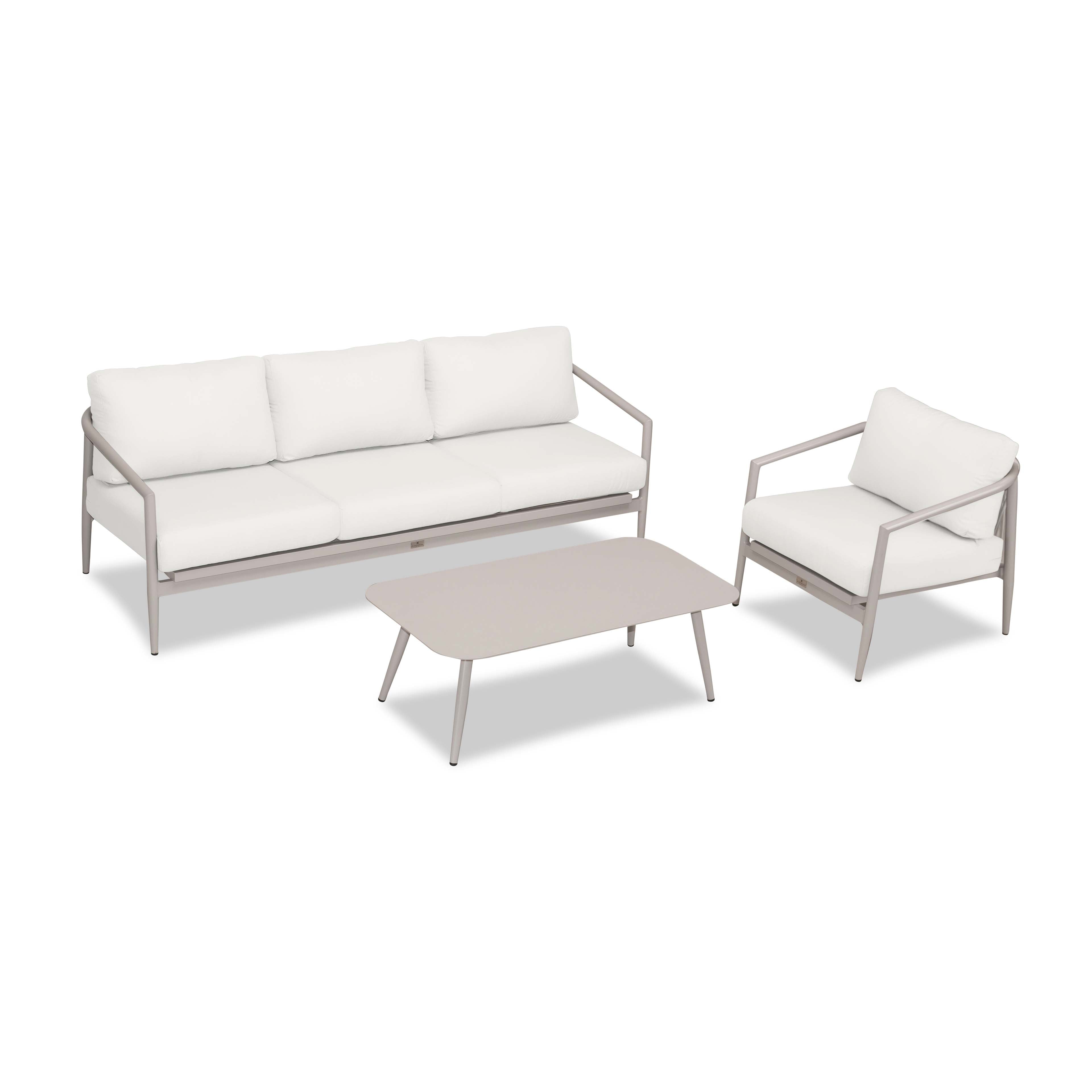 Olio 3 Piece Aluminum Sofa Set#Finish_Urban Stone#Fabric_Canvas Natural