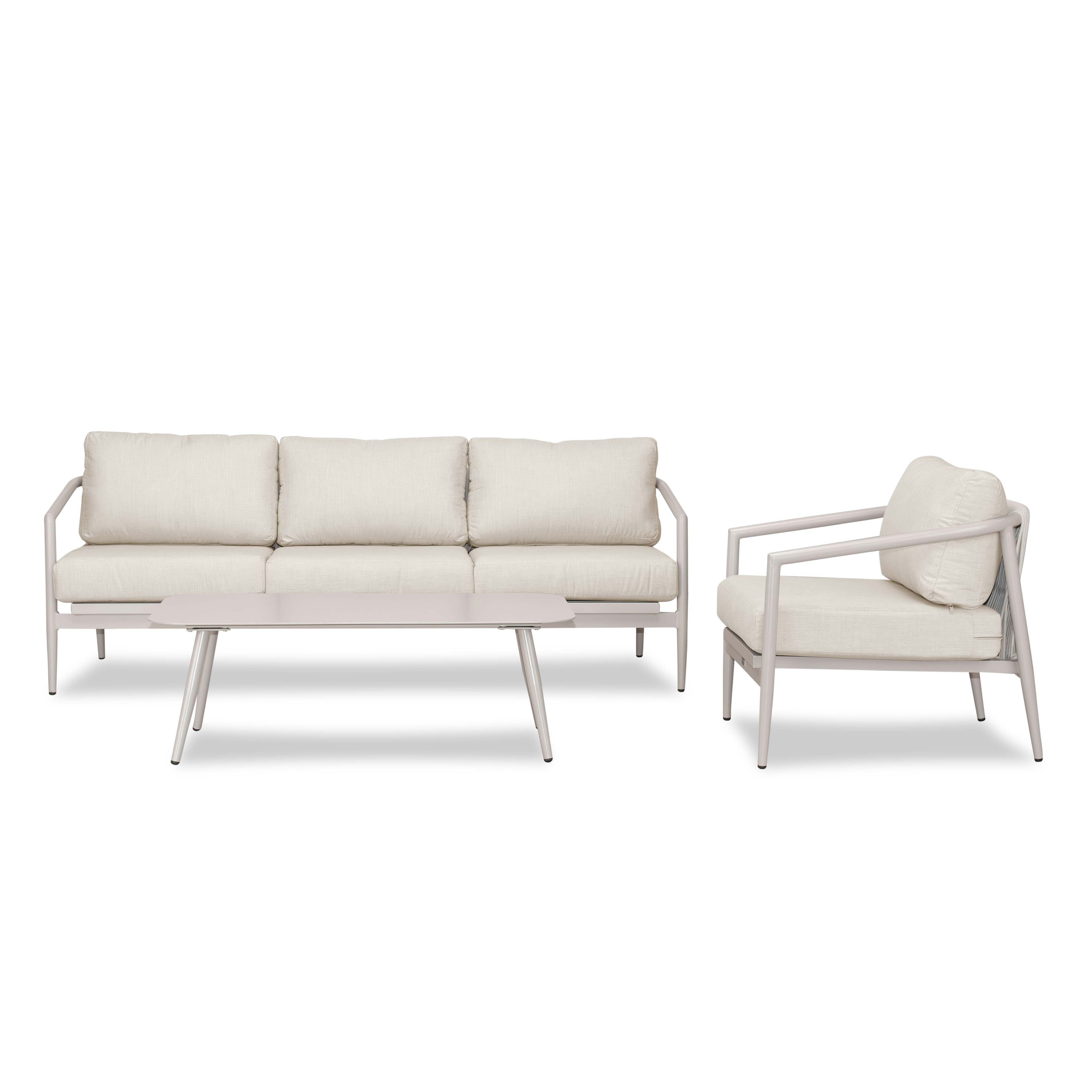 Olio 3 Piece Aluminum Sofa Set#Finish_Urban Stone#Fabric_Cast Silver