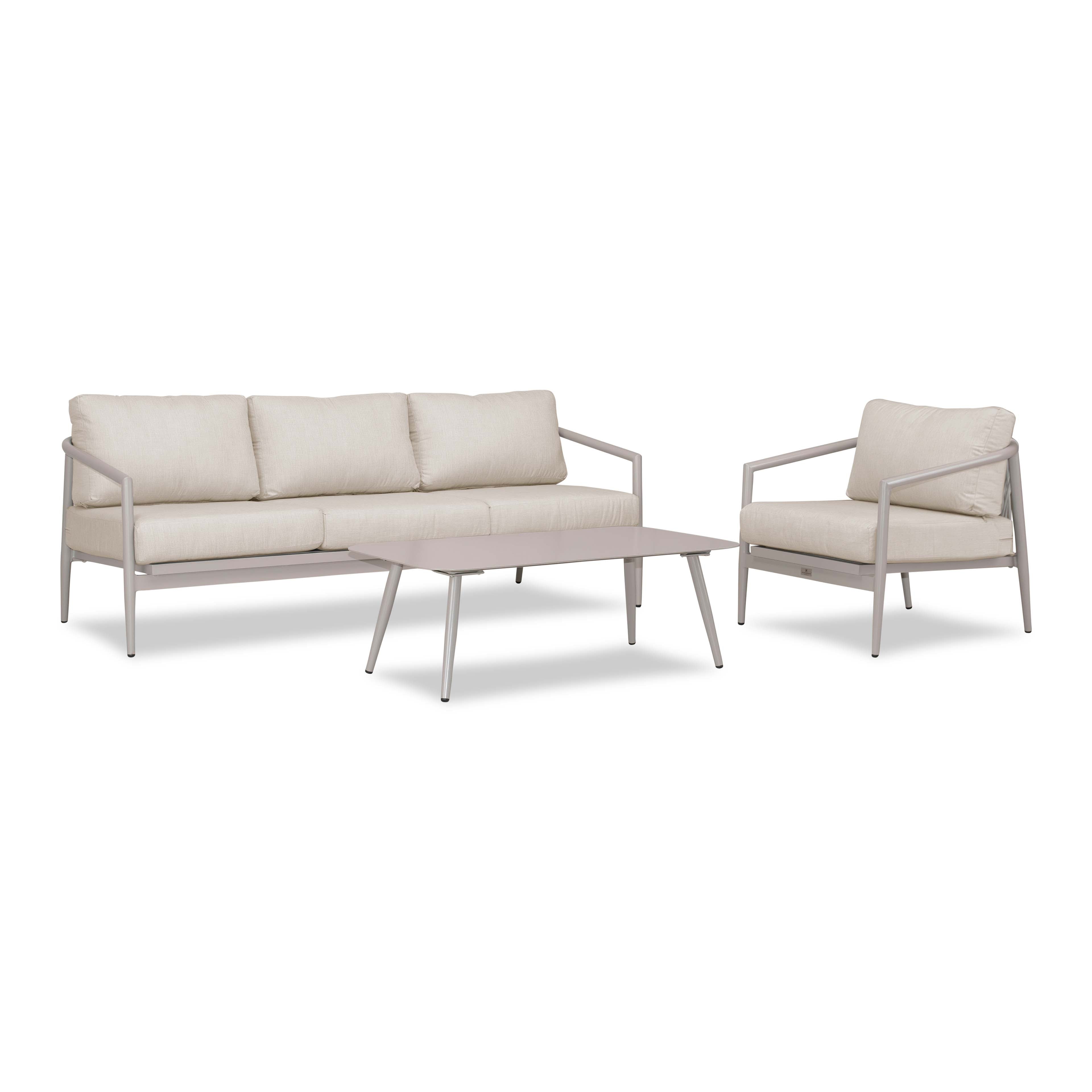 Olio 3 Piece Aluminum Sofa Set#Finish_Urban Stone#Fabric_Cast Silver
