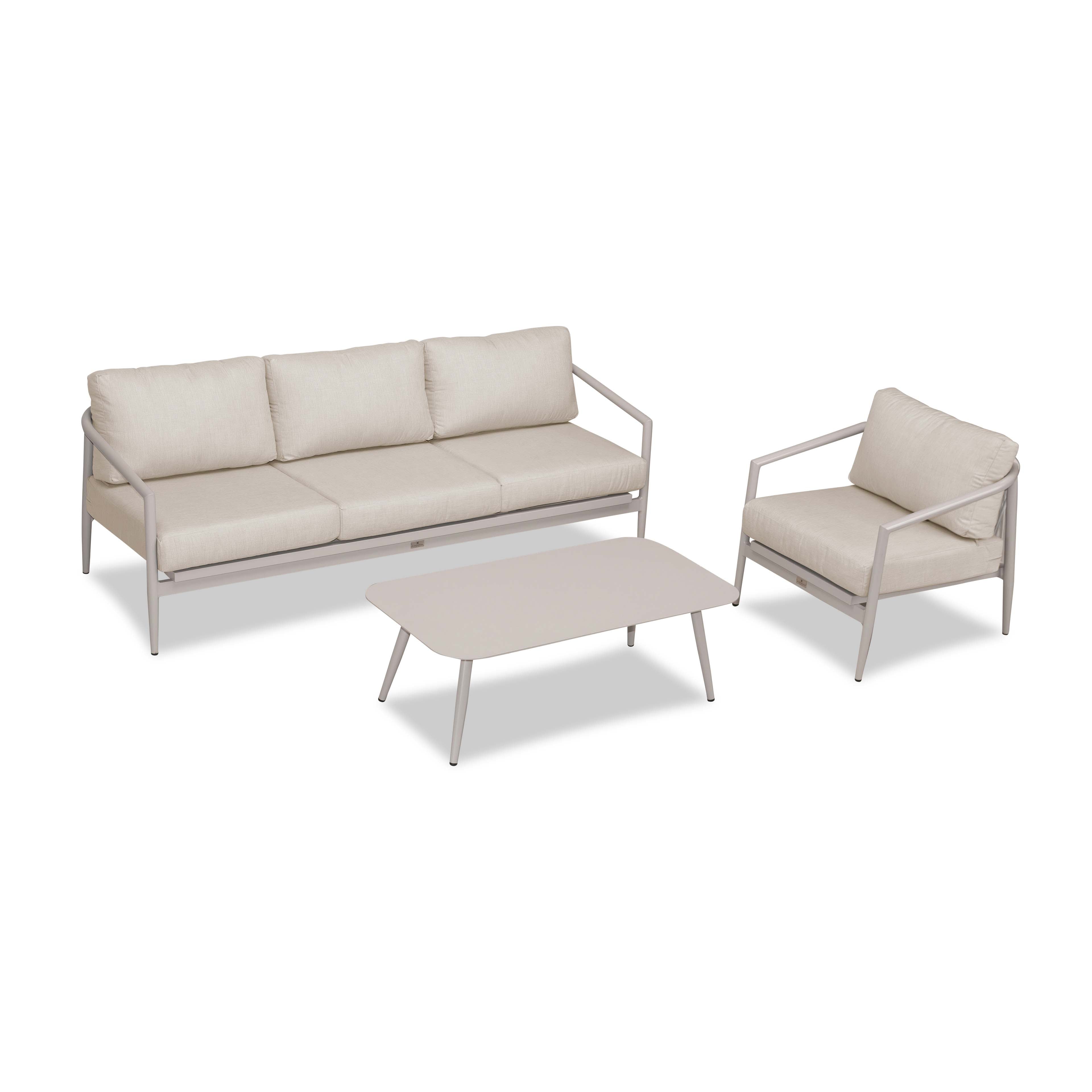 Olio 3 Piece Aluminum Sofa Set#Finish_Urban Stone#Fabric_Cast Silver