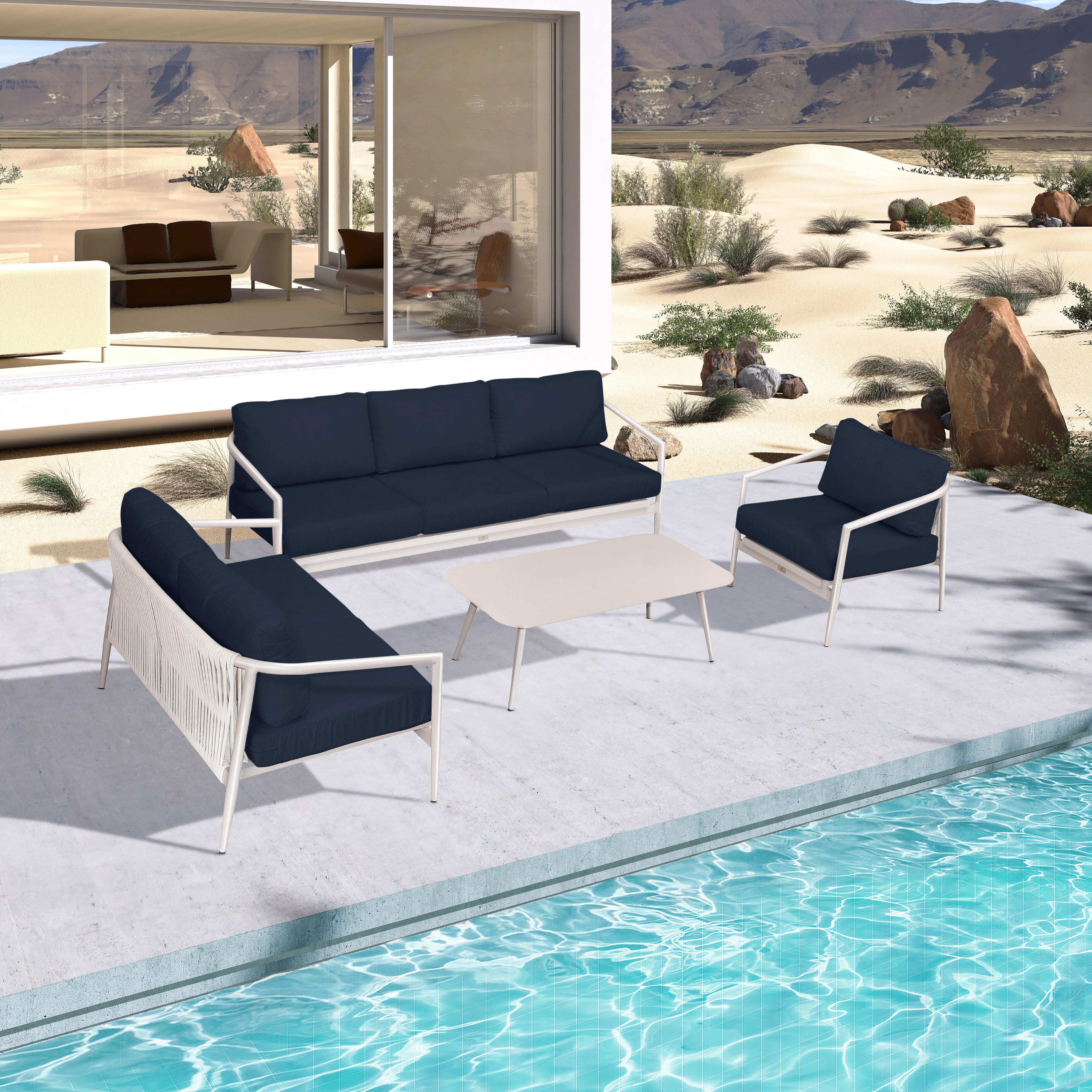 Olio 4 Piece Sofa Loveseat Set#Finish_Urban Stone#Fabric_Spectrum Indigo