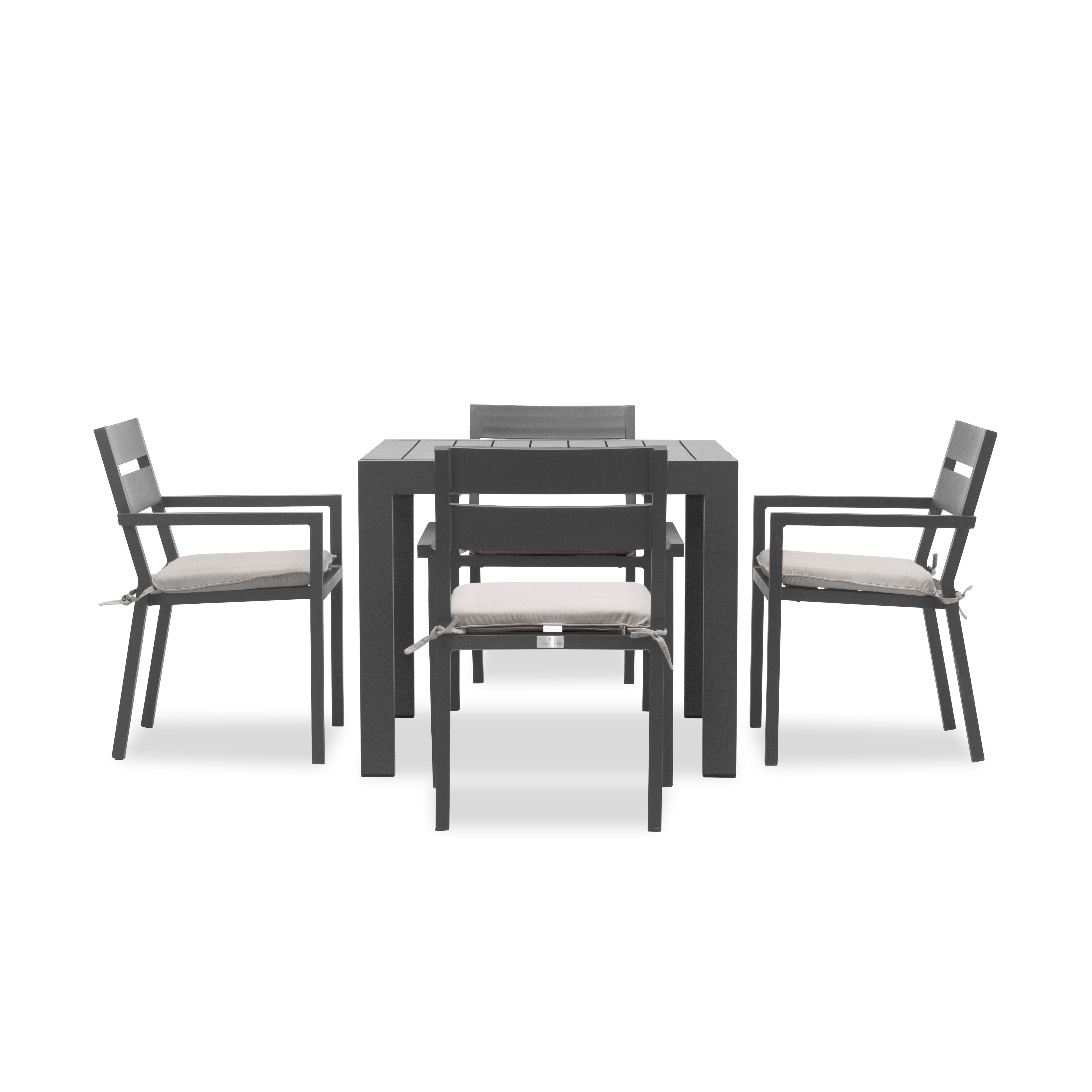 Pacifica Classic 4 Seat Square Dining Set#Finish_Slate#Fabric_Cast Silver
