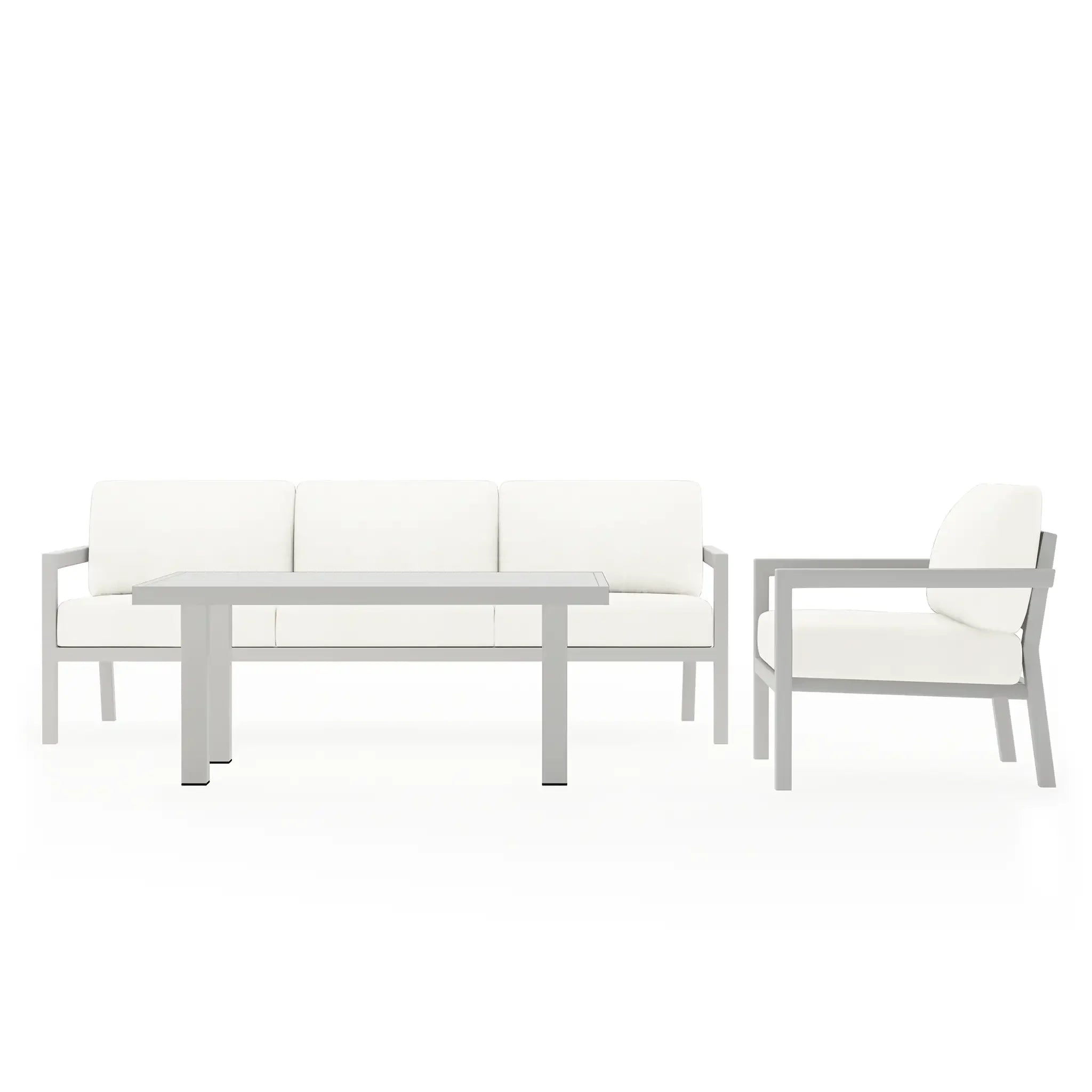 Pacifica Classic 3 Piece Sofa Set#Finish_White#Fabric_Canvas Natural