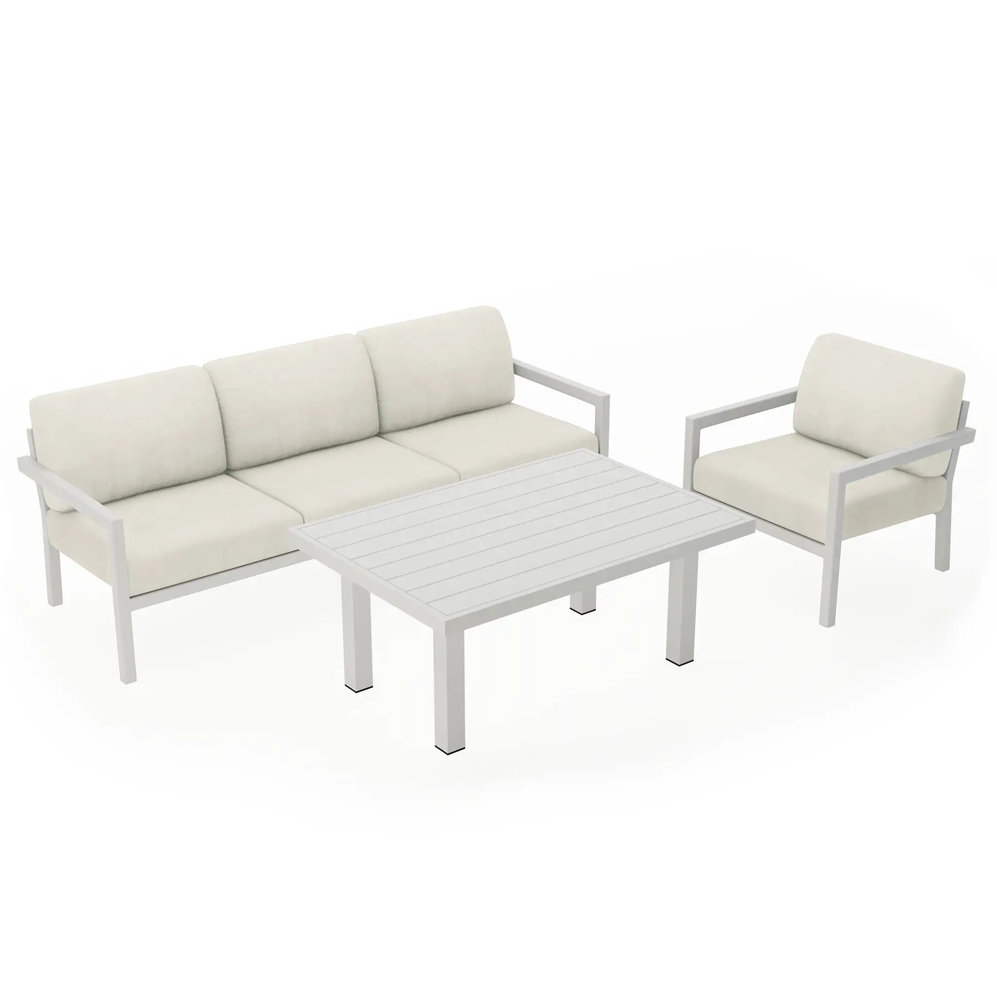 Pacifica Classic 3 Piece Sofa Set#Finish_White#Fabric_Cast Silver