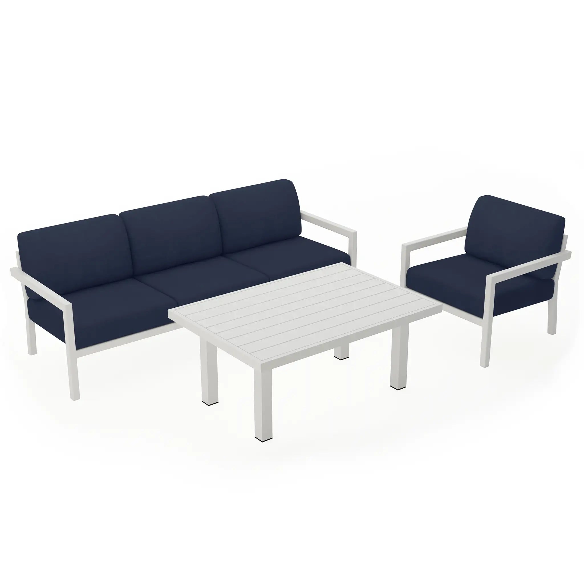 Pacifica Classic 3 Piece Sofa Set#Finish_White#Fabric_Spectrum Indigo